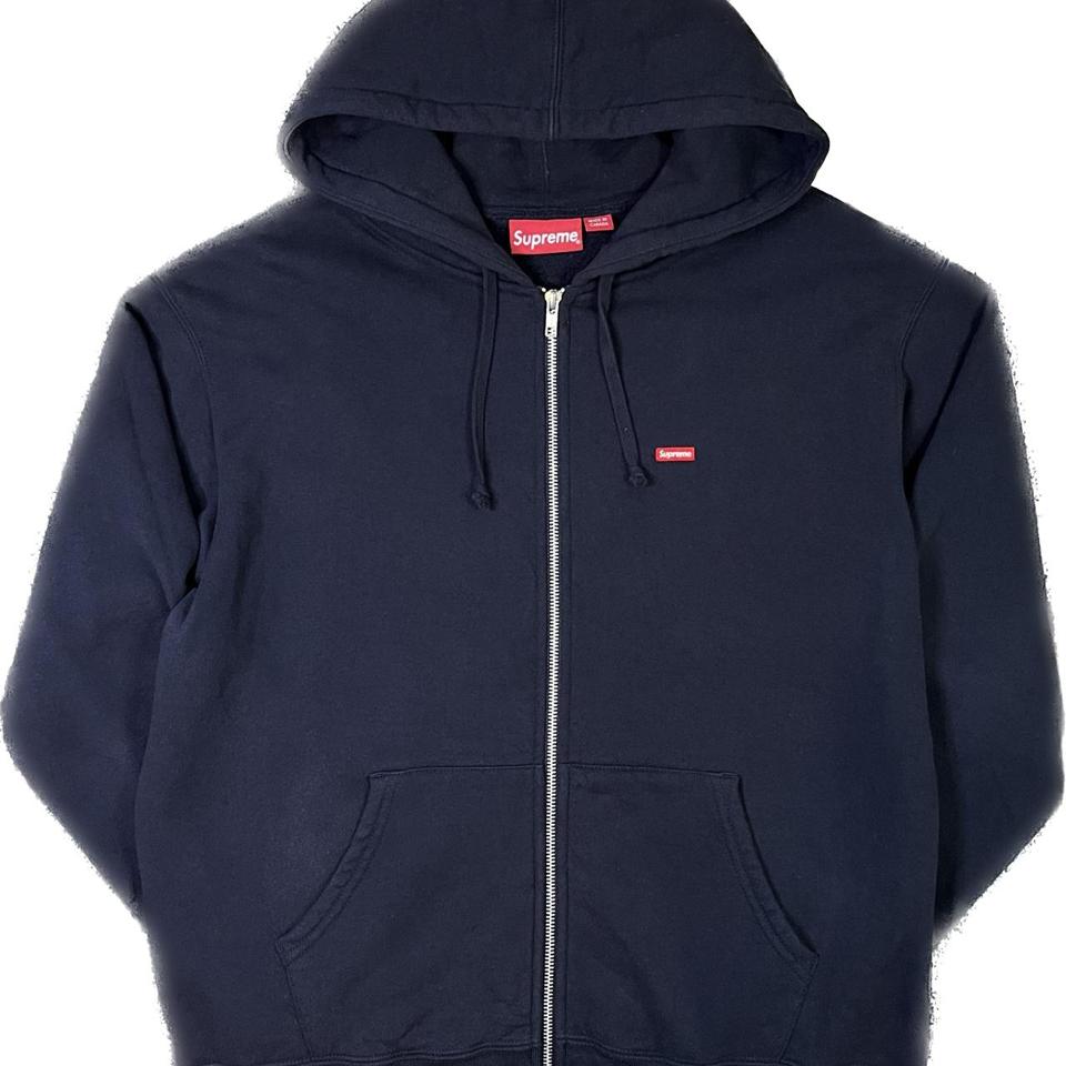 Supreme small box logo zip up hotsell hooded sweatshirt cardinal