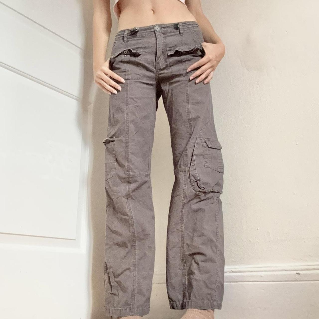 Brandy Melville low waist Kim cargo pants in grey /... Depop