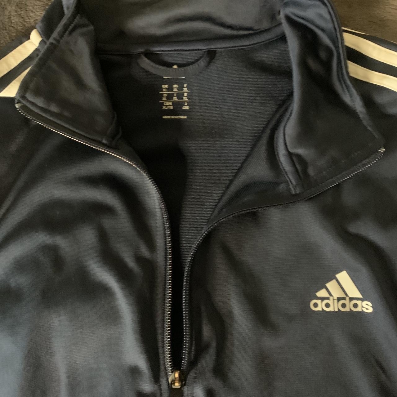 Adidas navy blue track jacket Size: XL Condition:... - Depop