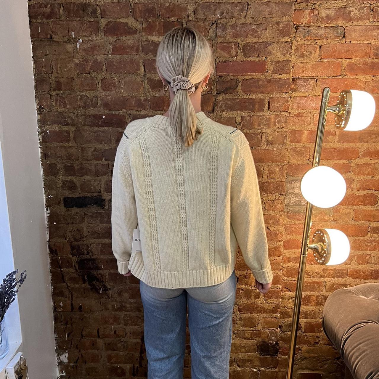 RE/DONE Women's Cream and White Jumper (2)