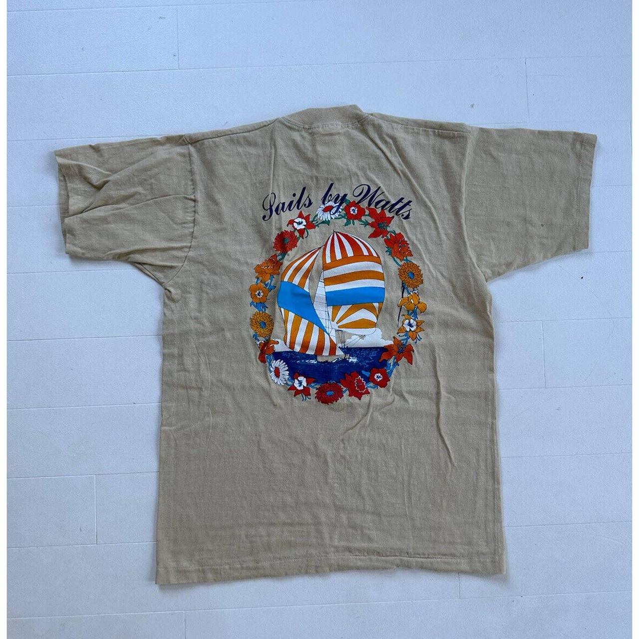 Vintage 90s Single Stitch Sails by Watts T-Shirt L... - Depop