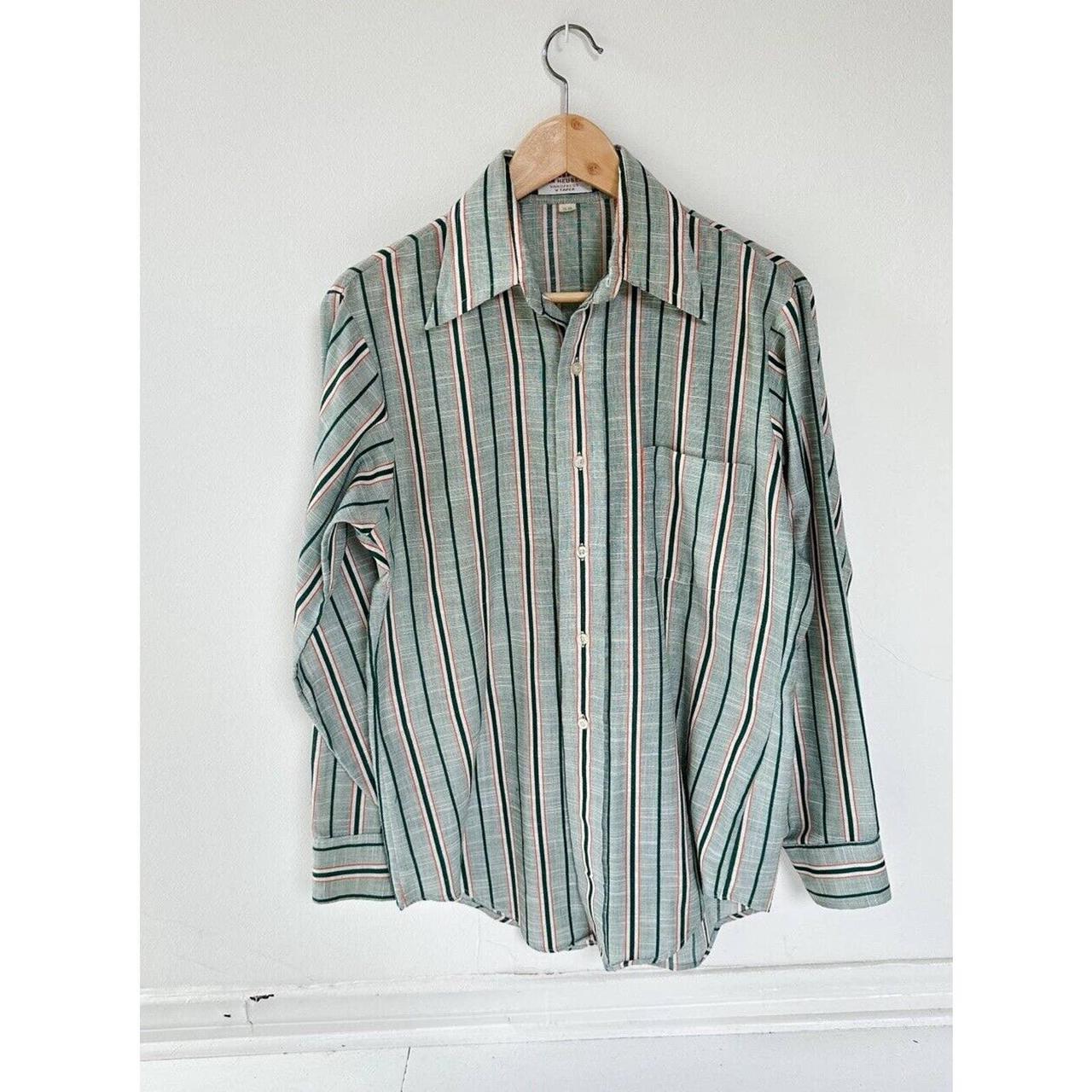 Vintage 1970s 417 Van Heusen Striped Button Down... - Depop