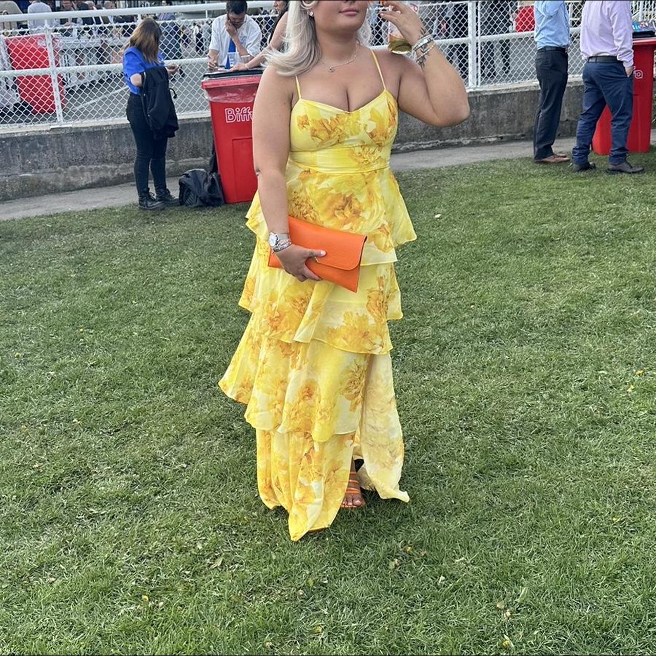 Biba Women's Yellow Dress Depop