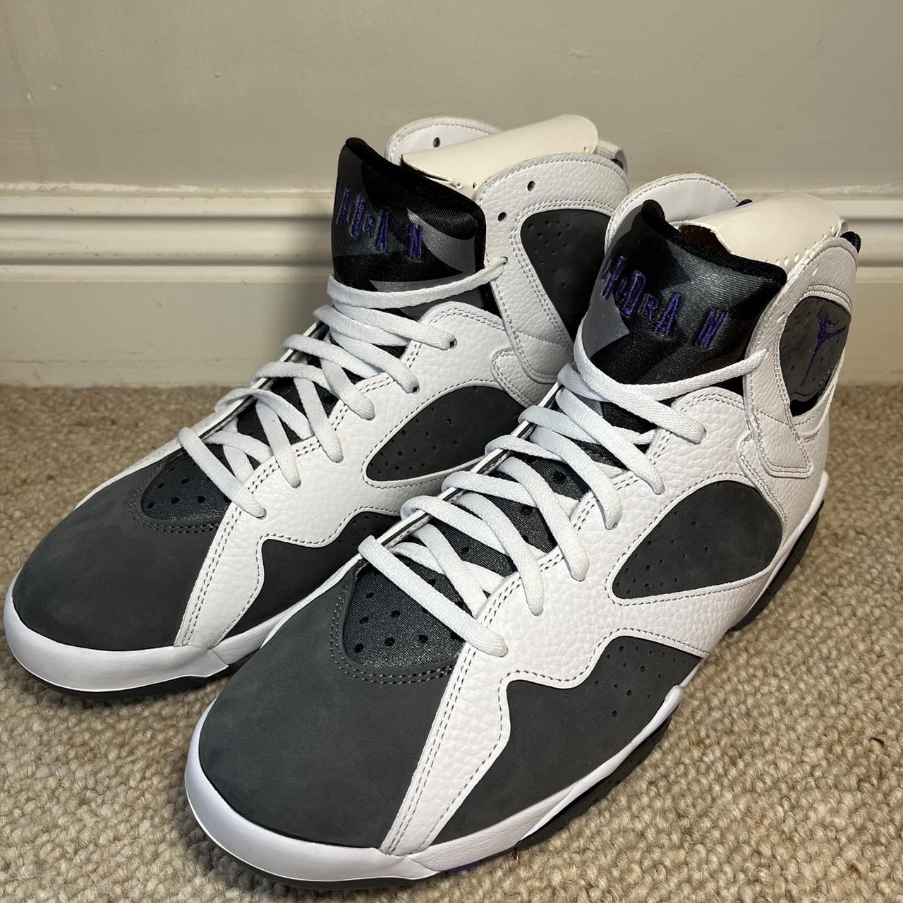 Air Jordan 7 Retro white / varsity purple #nike #jordan - Depop