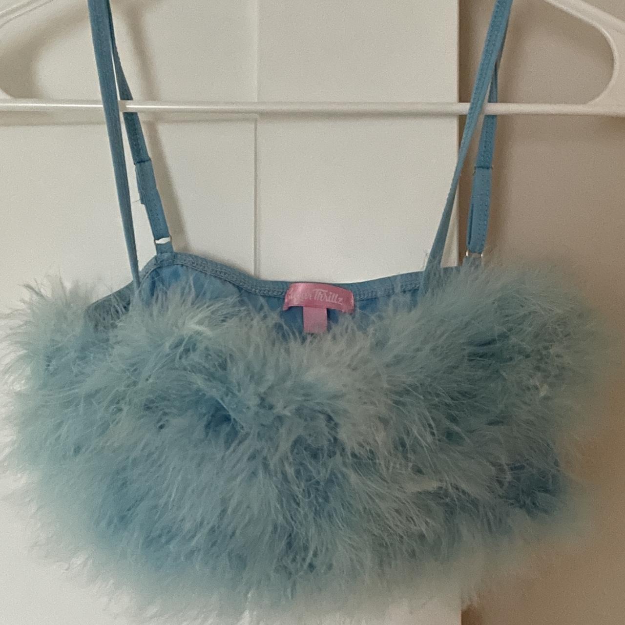 Sugar Thrillz fluffy blue bra top from Dolls Kill, - Depop