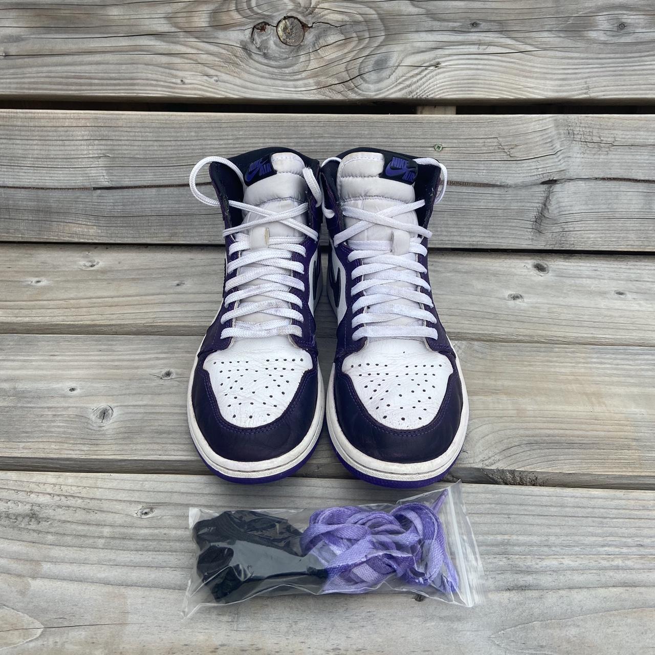 JORDAN 1s court purple Size 9 Pretty worn but Depop