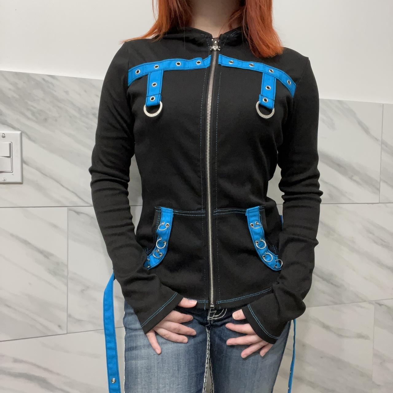 TRIPP NYC BLACK/BLUE MULTI EYELET HOODIE XS ୨୧ | Depop TRIPP NYC BLACK/BLUE MULTI EYELET HOODIE XS ୨୧ | Depop
