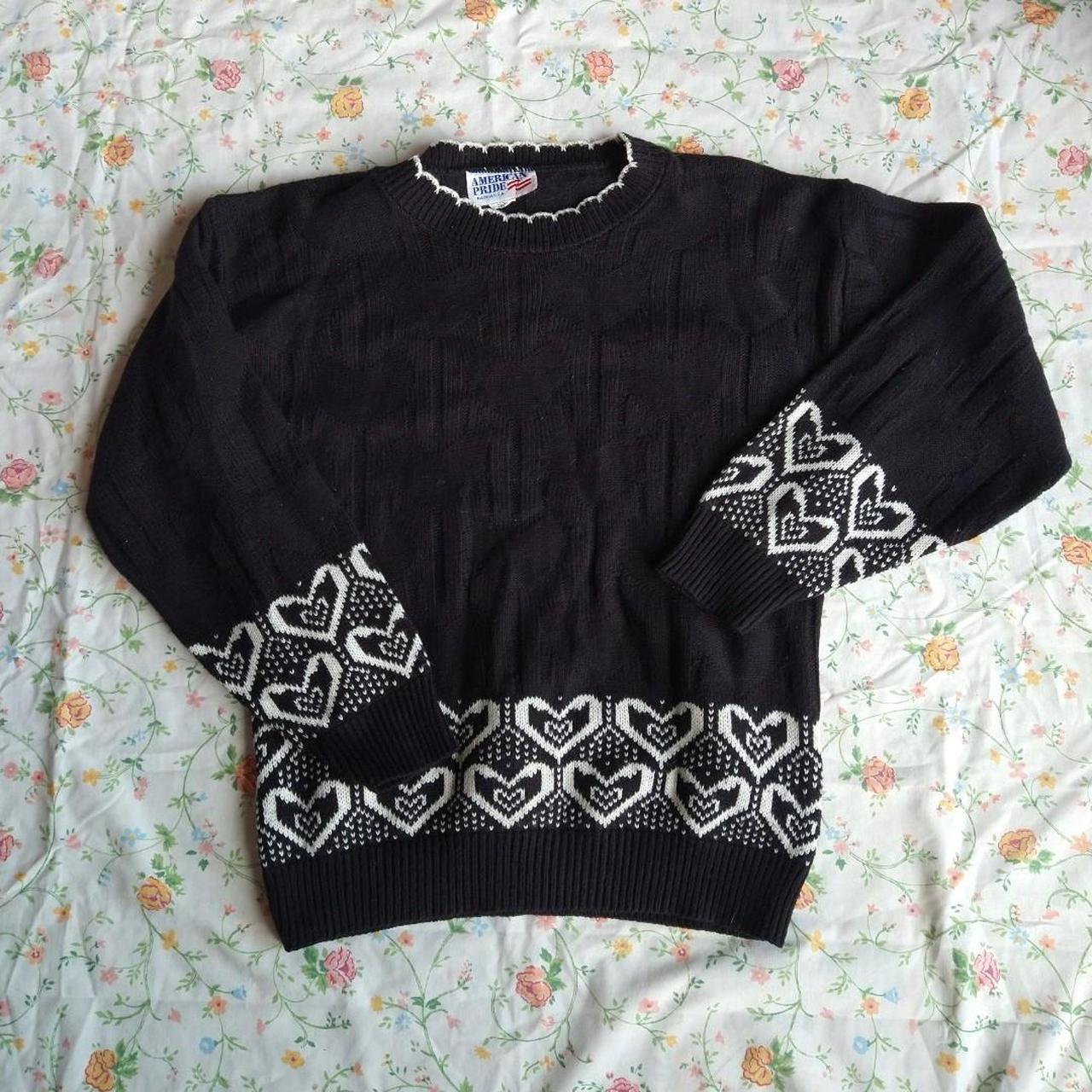 Vintage made in USA heart knit sweater! Super cute... - Depop