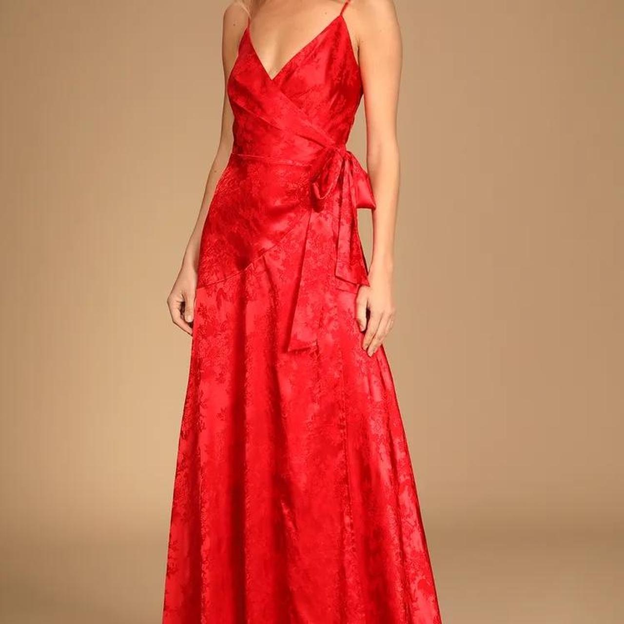 Lulus “Right for Romance” red floral jacquard