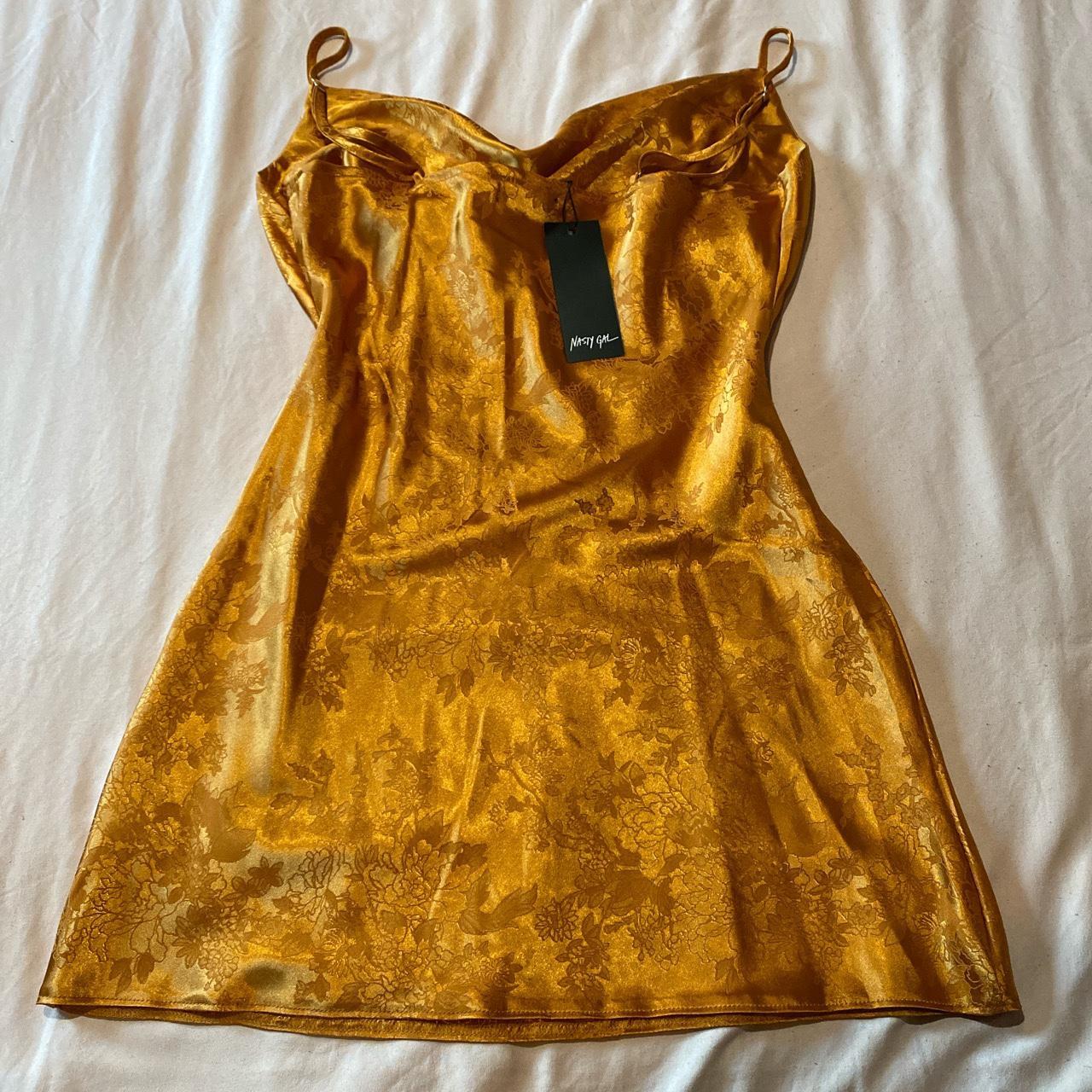 NastyGal cowl neck floral jacquard dress Never... Depop