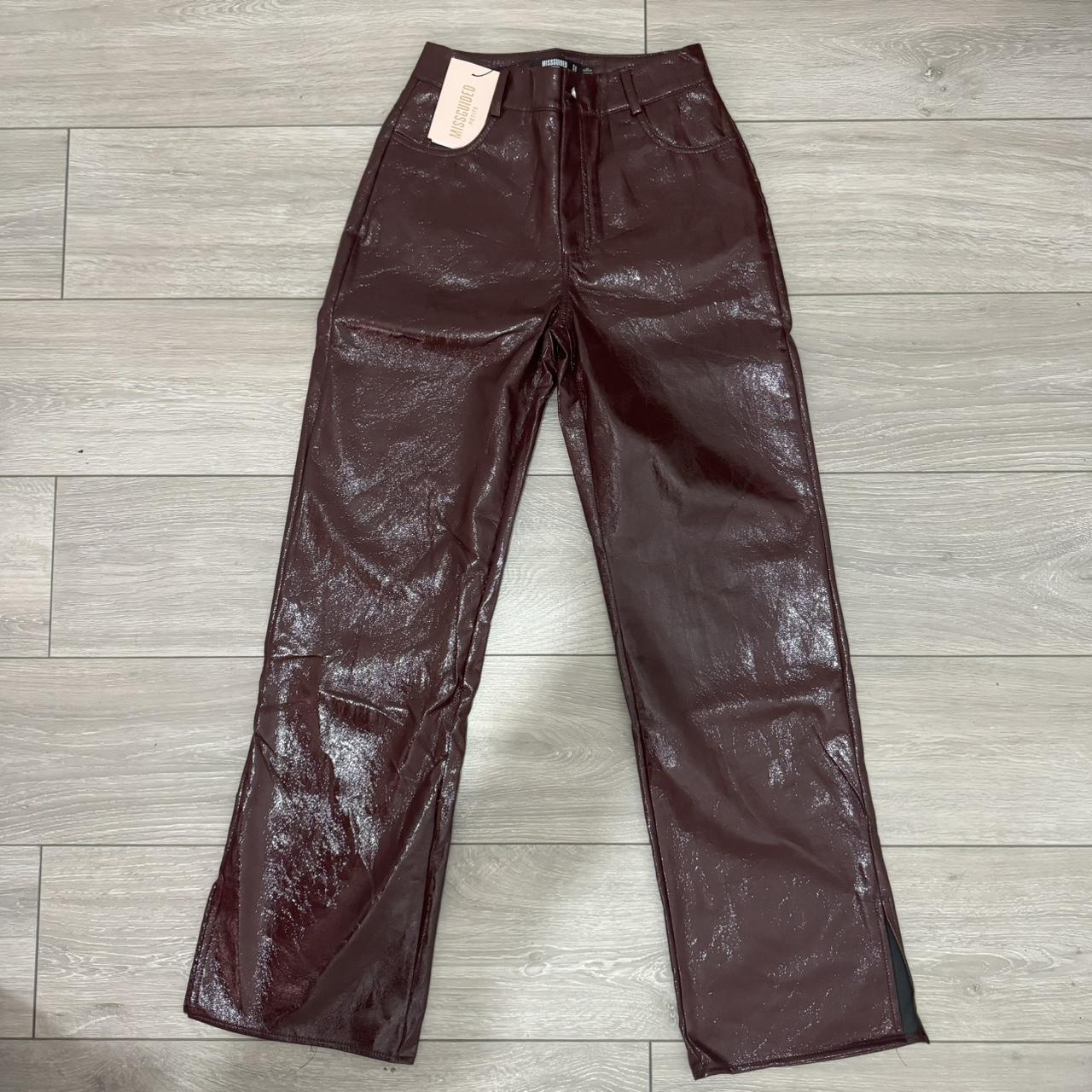 Burgundy Petite Vinyl Wide Leg Trousers Brand Depop