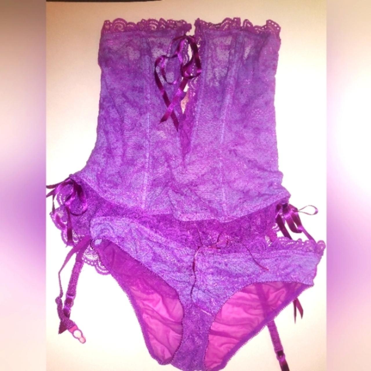 VS Pink size medium underwear set. Pink and purple - Depop