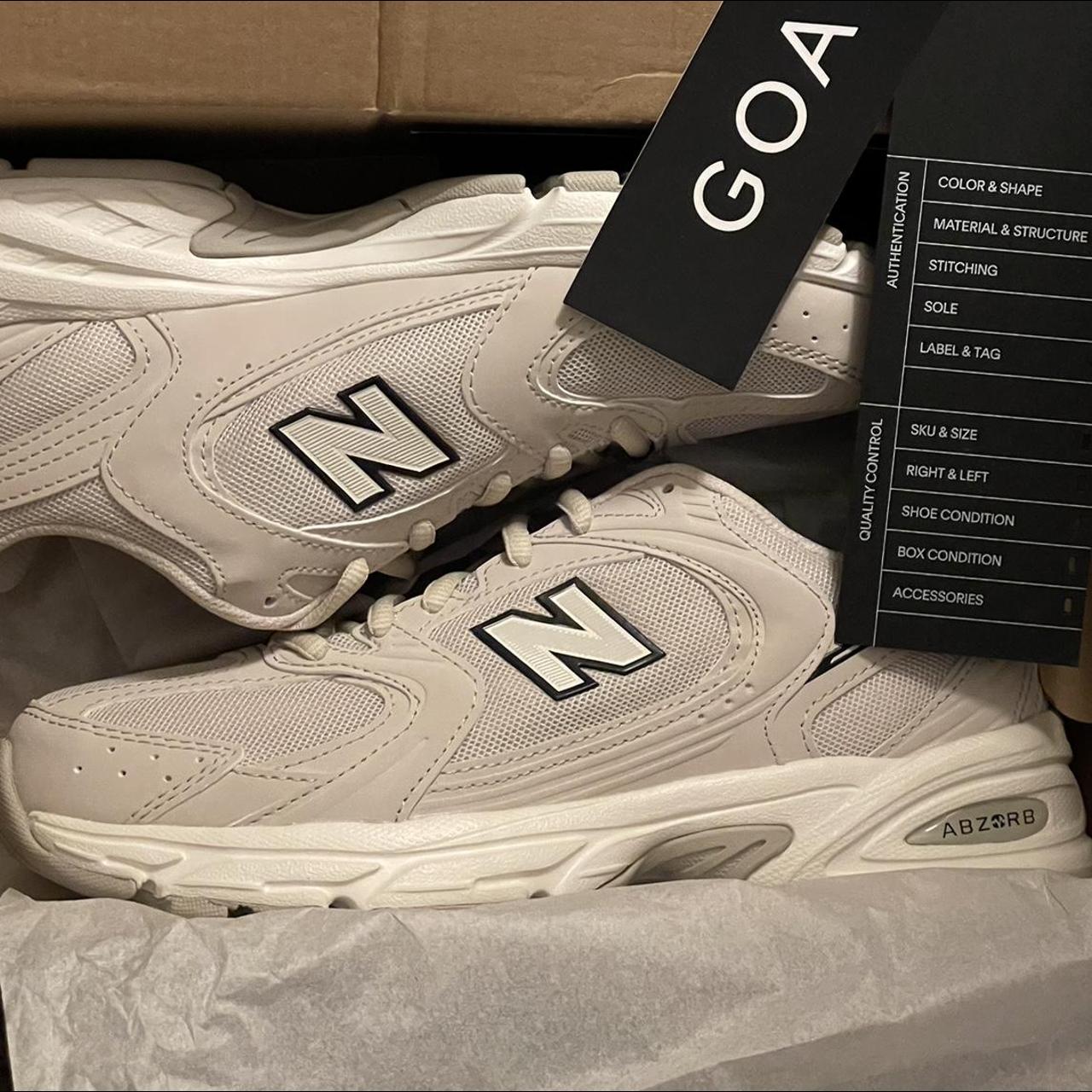 New Balance Women's Cream and Navy Trainers