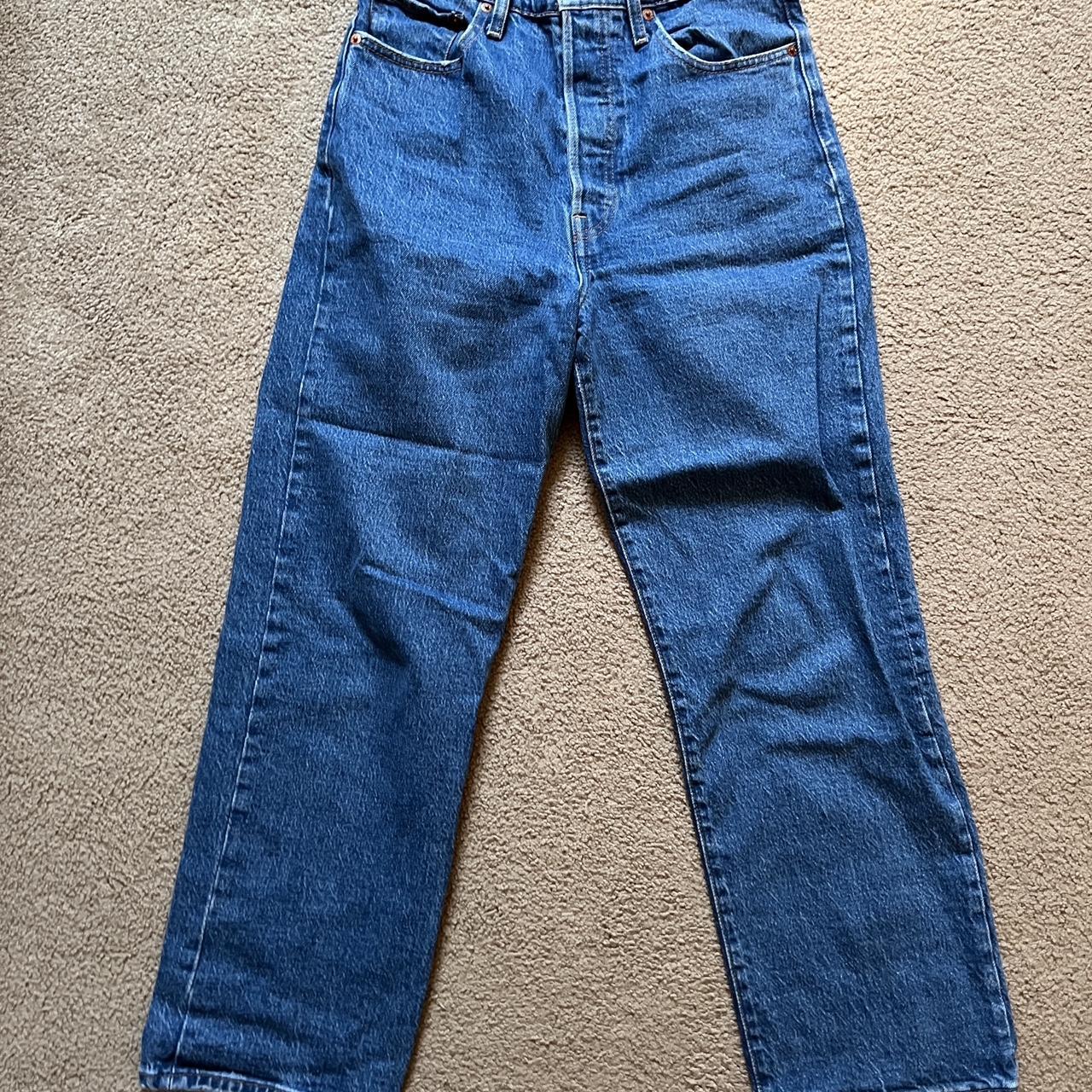 levi’s dark blue ribcage straight ankle jeans - Depop