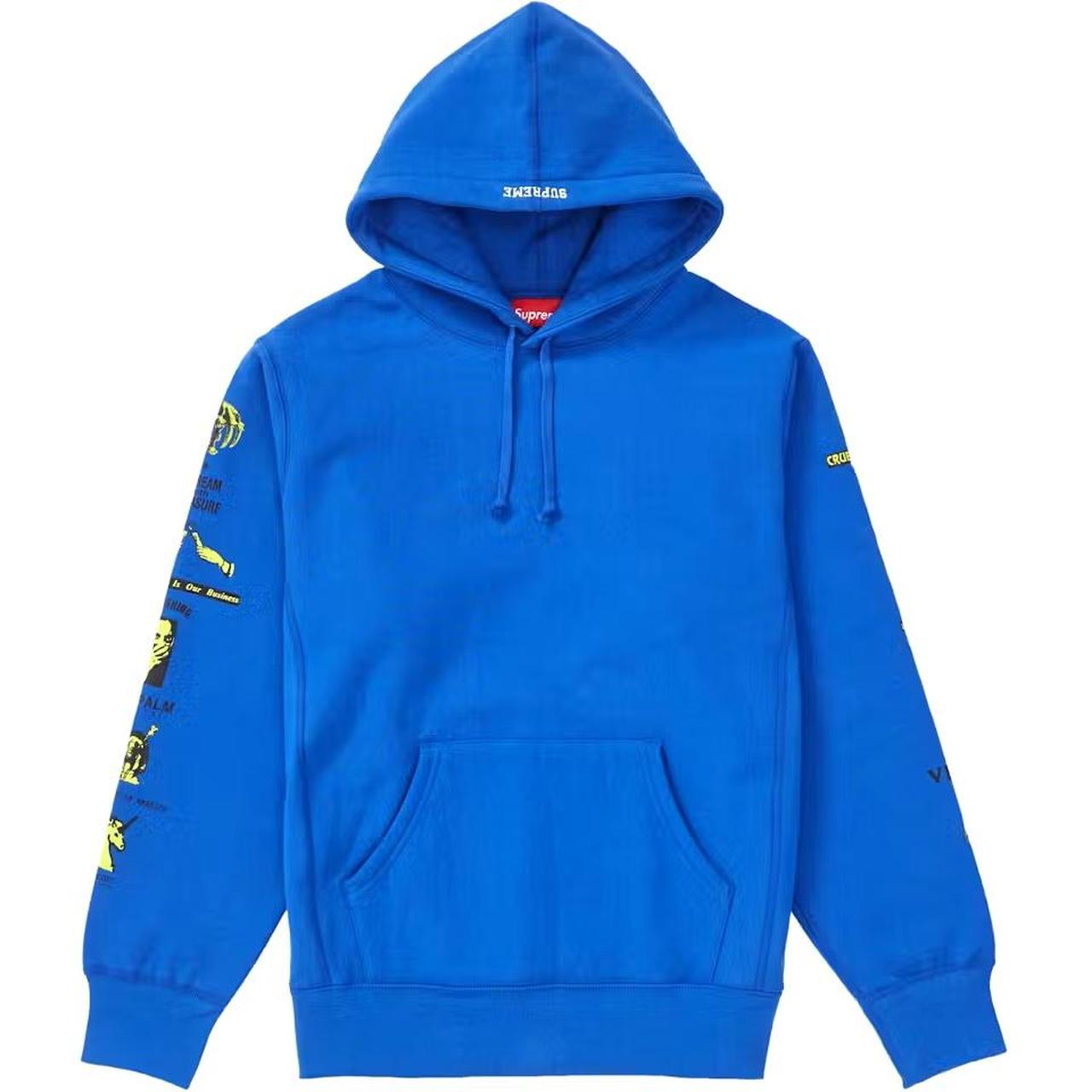 Blue and yellow supreme hoodie sale