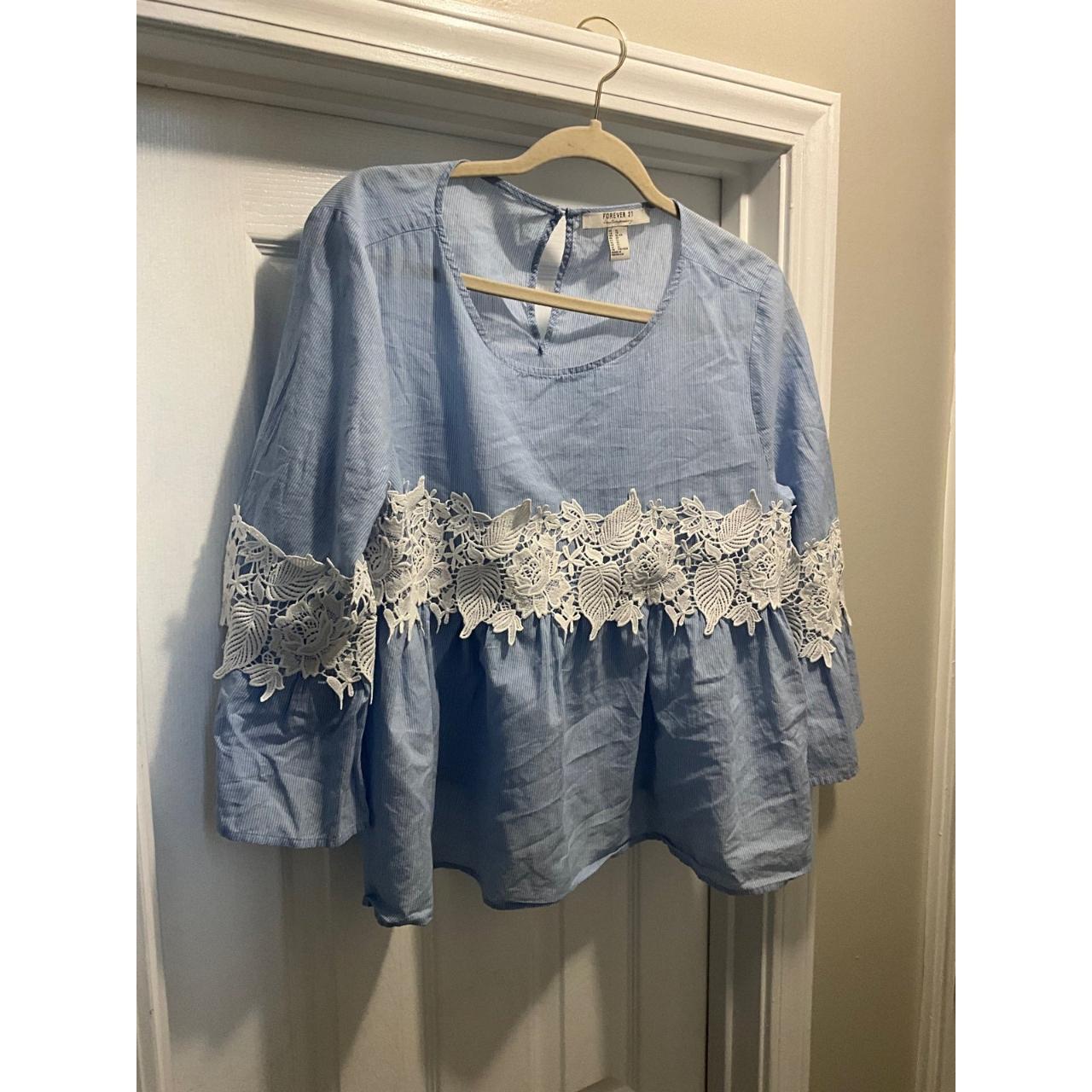 Forever 21 Women's Blue Blouse | Depop