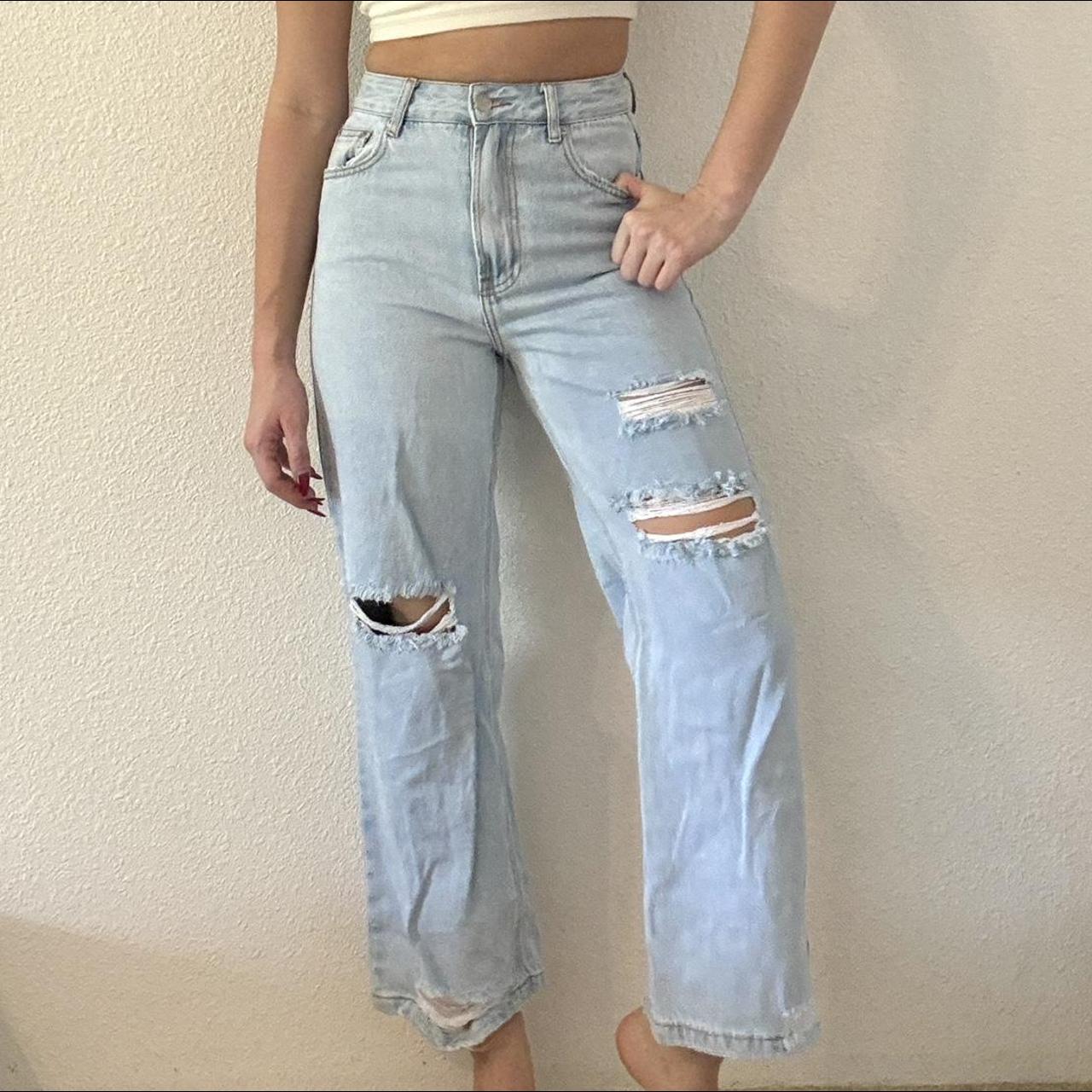 Glassons light wash flare denim jeans Ripped denim... Depop