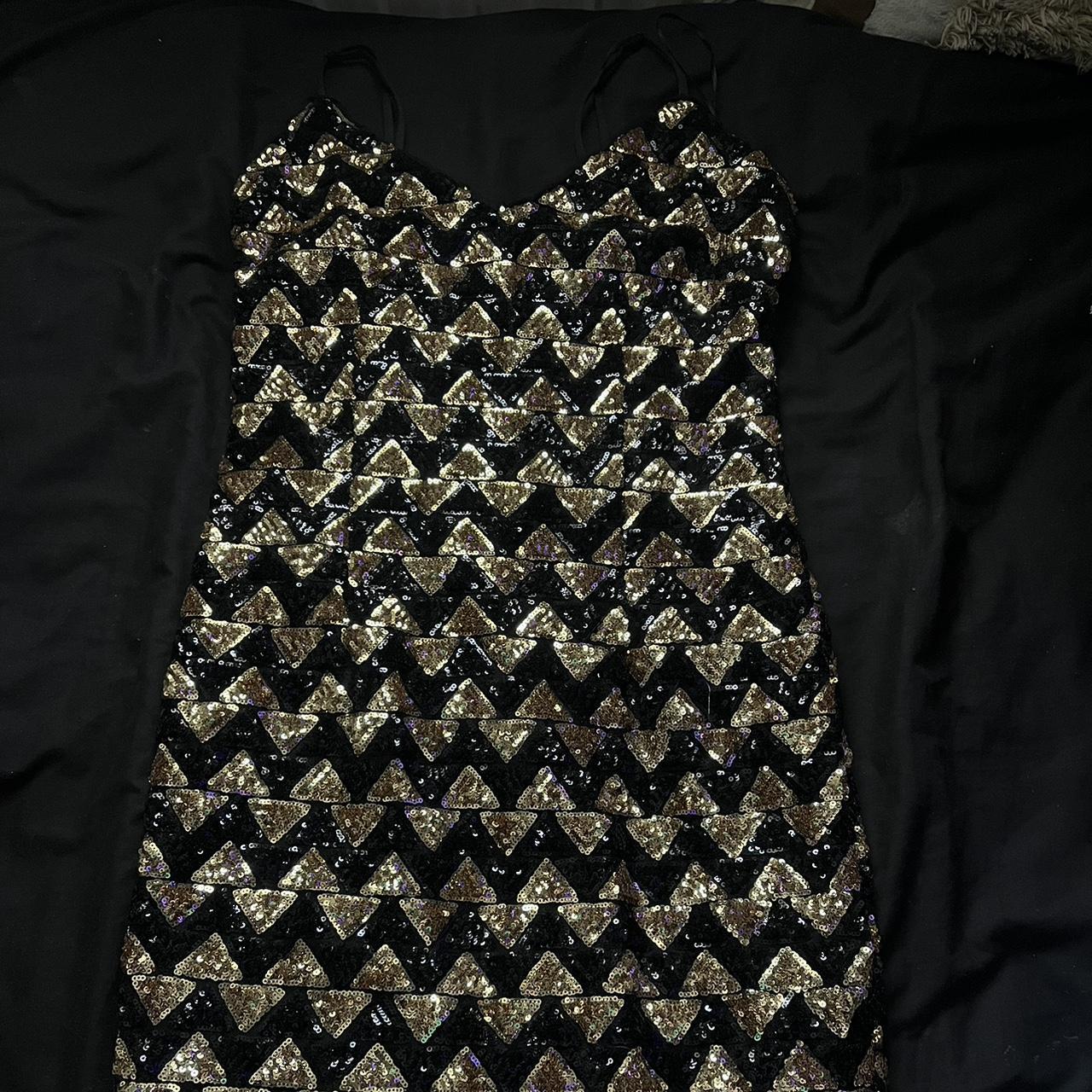 Black and Gold sequin zig zag dress From New look