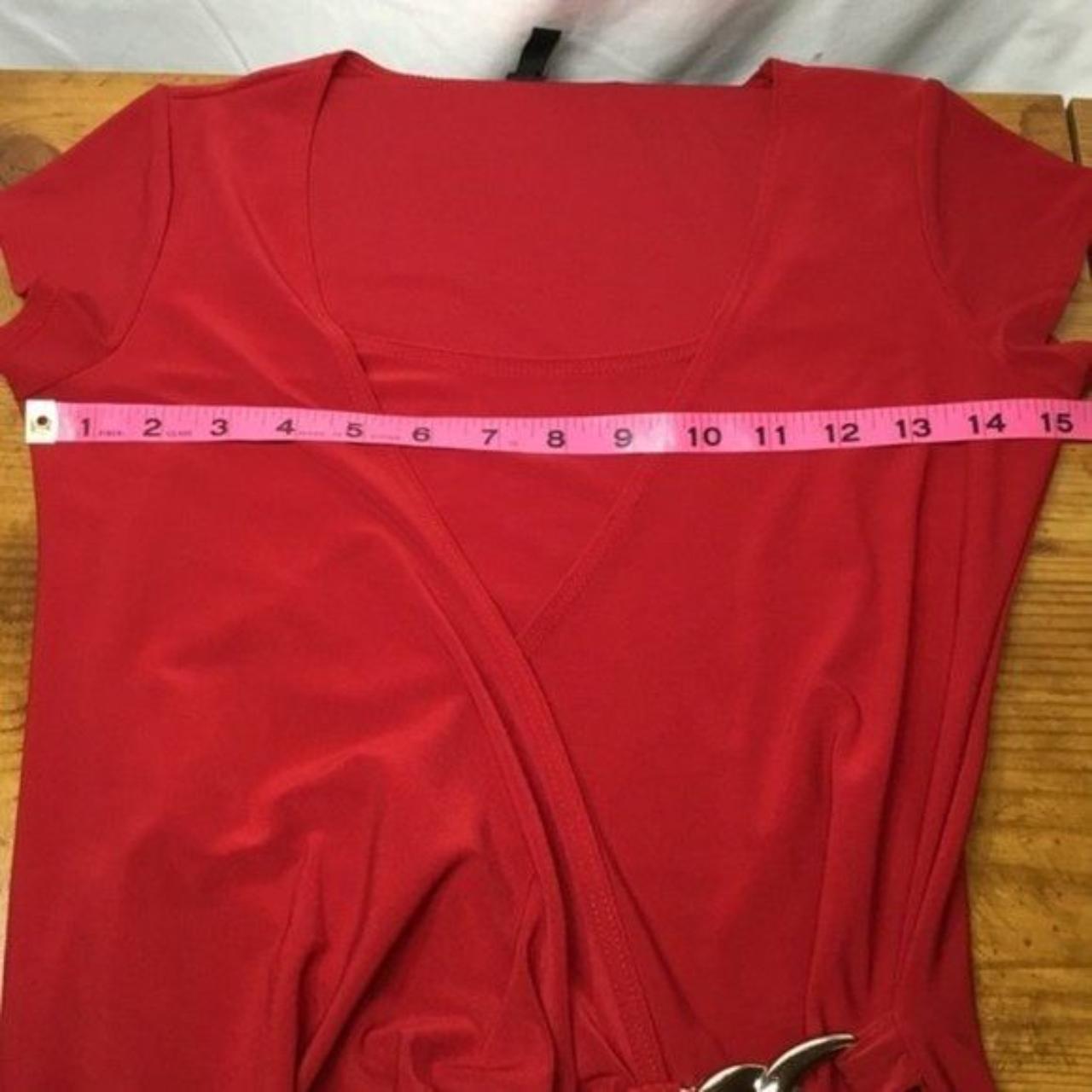 MADE IN THE USA crew neck wrap front top red with a... - Depop