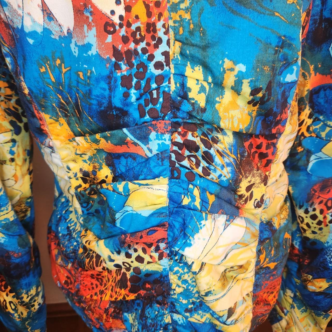Toni Morgan Jacket Woman's Size Small Blue Yellow... - Depop