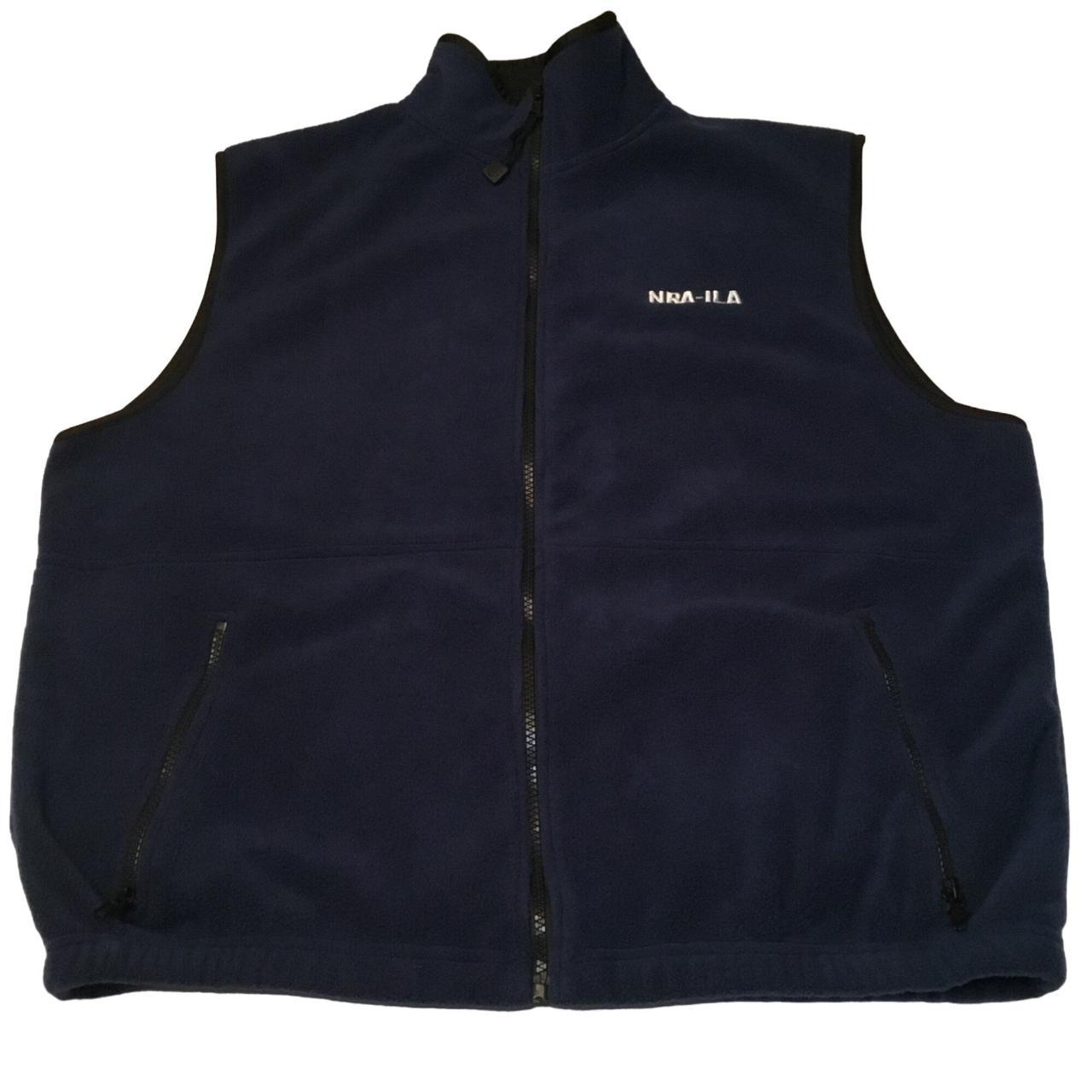 Weather Perfect NRA Fleece Vest Navy Blue and Black... - Depop