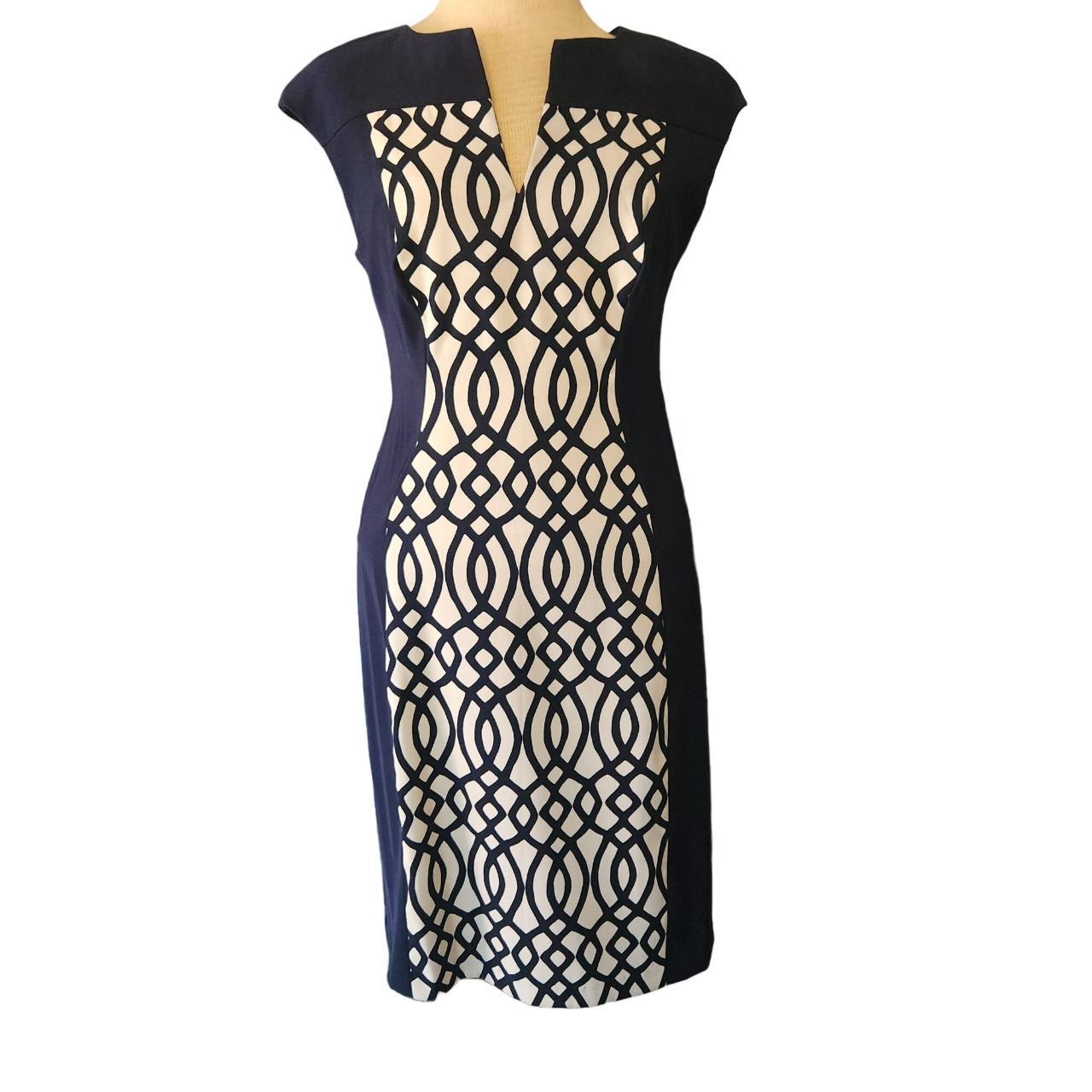 Dress Barn Navy Blue Sleeveless Bodycon Midi Dress... Depop