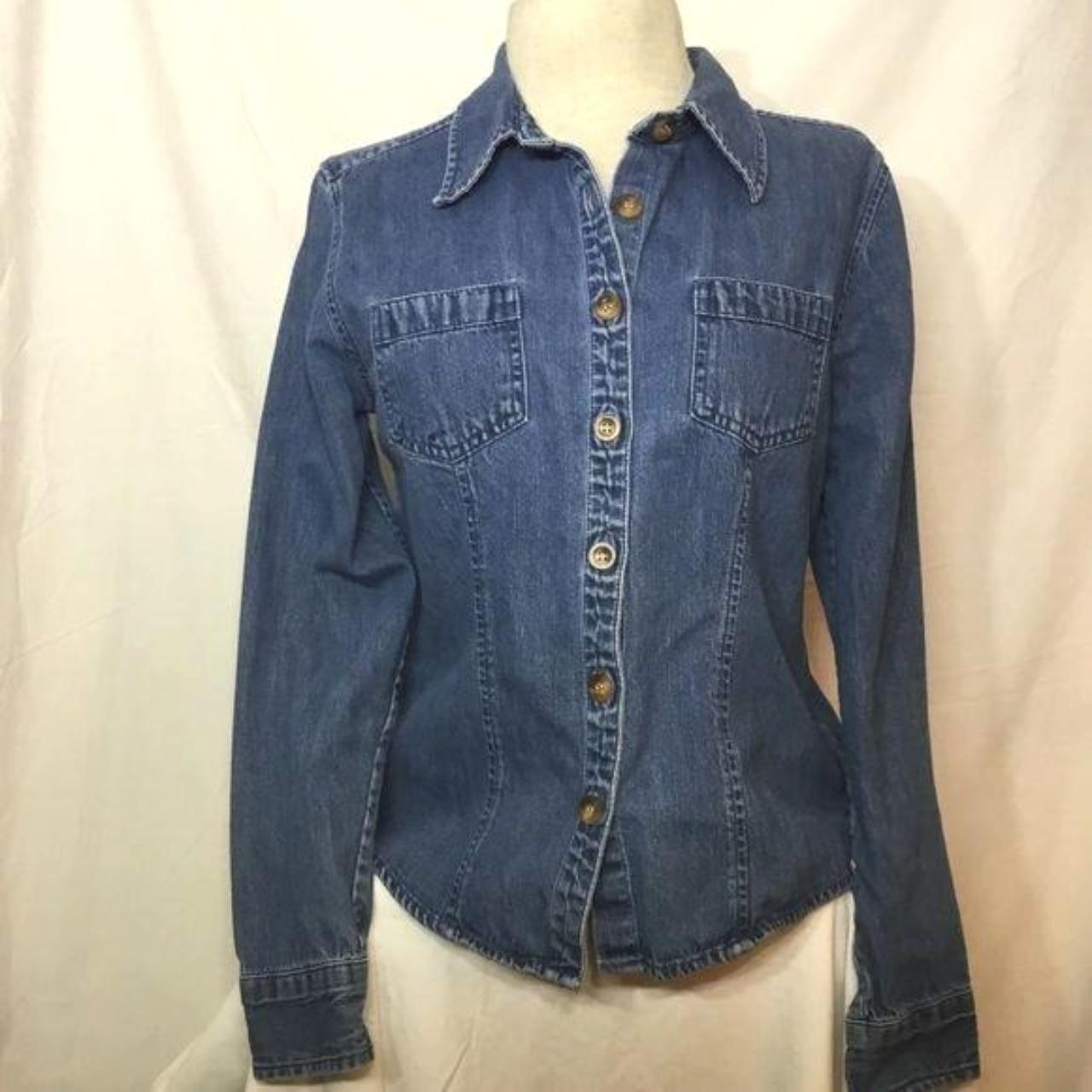 CHRISTOPHER AND BANKS DENIM SHIRT SIZE... - Depop