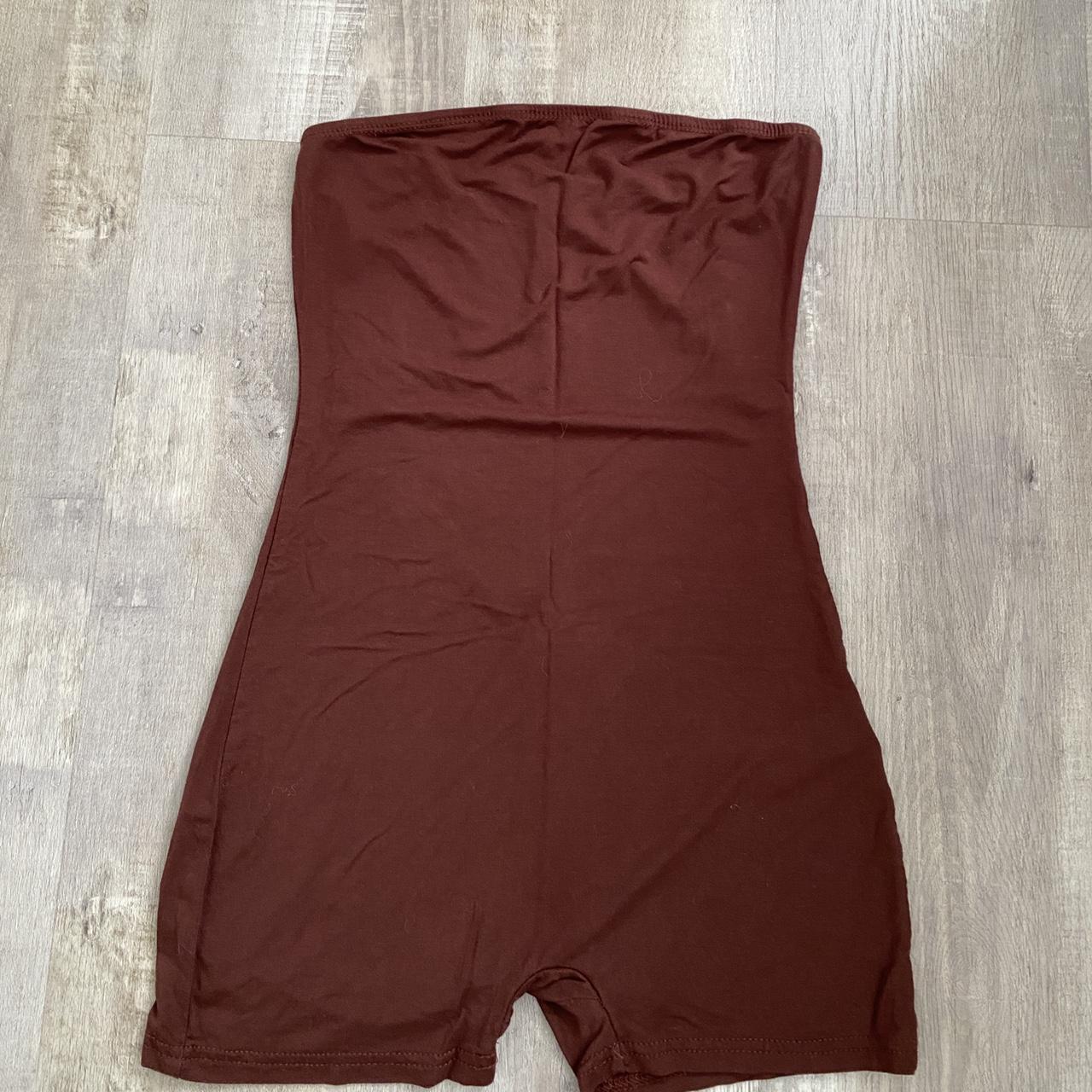 Brown Romper strapless XXS #romper #brown #amazon... - Depop