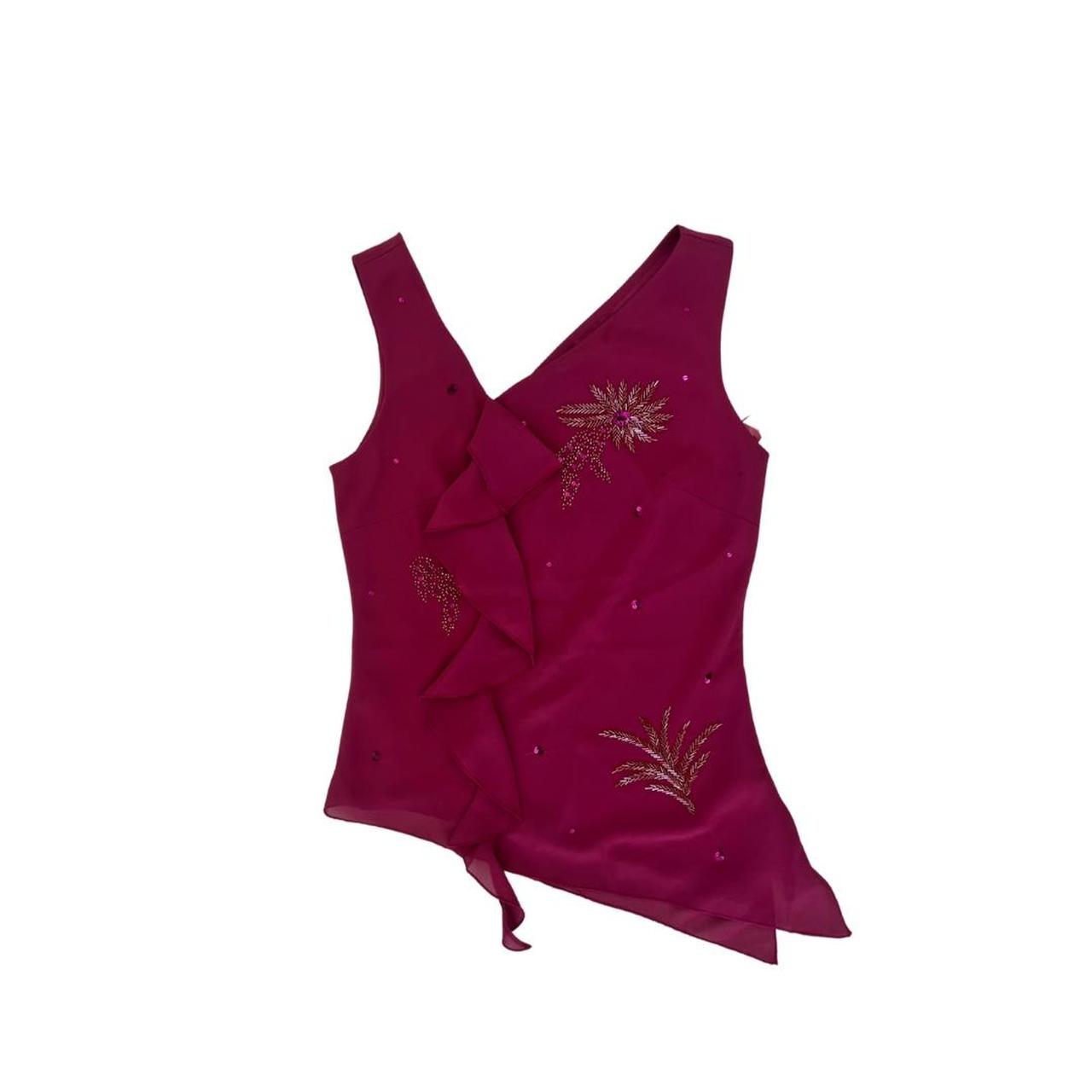 Pink hand sequin top, labelled size 12, would fit... - Depop