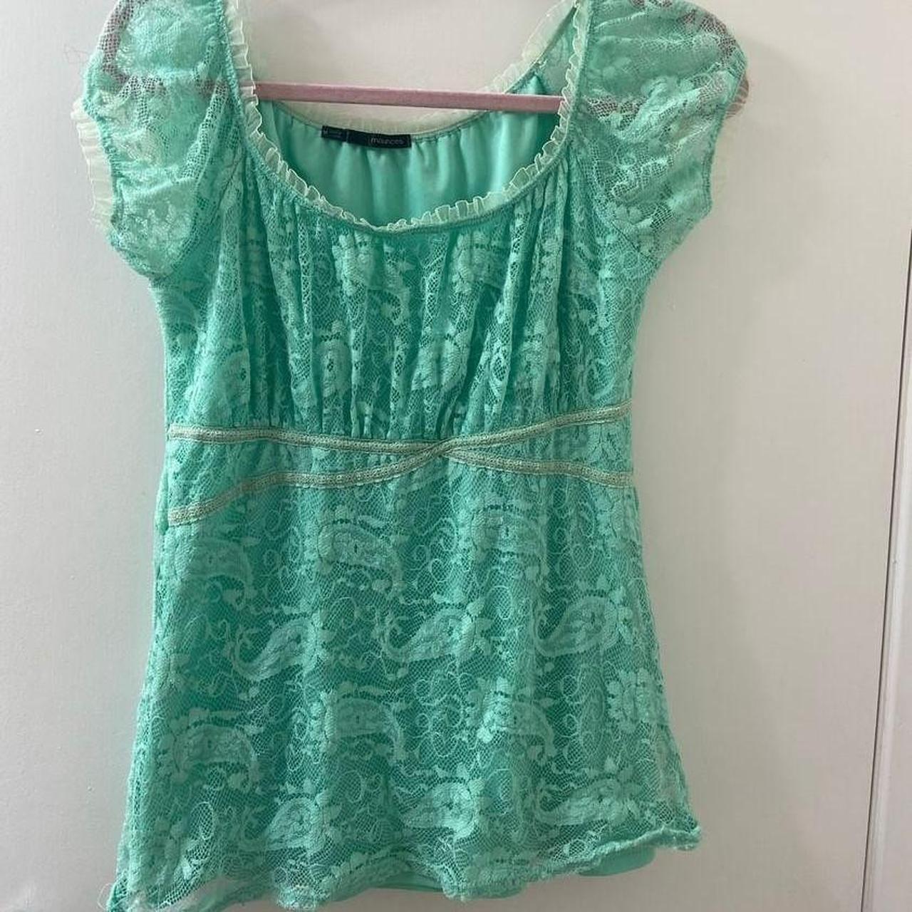 Turquoise baby doll style blouse Marked size... - Depop