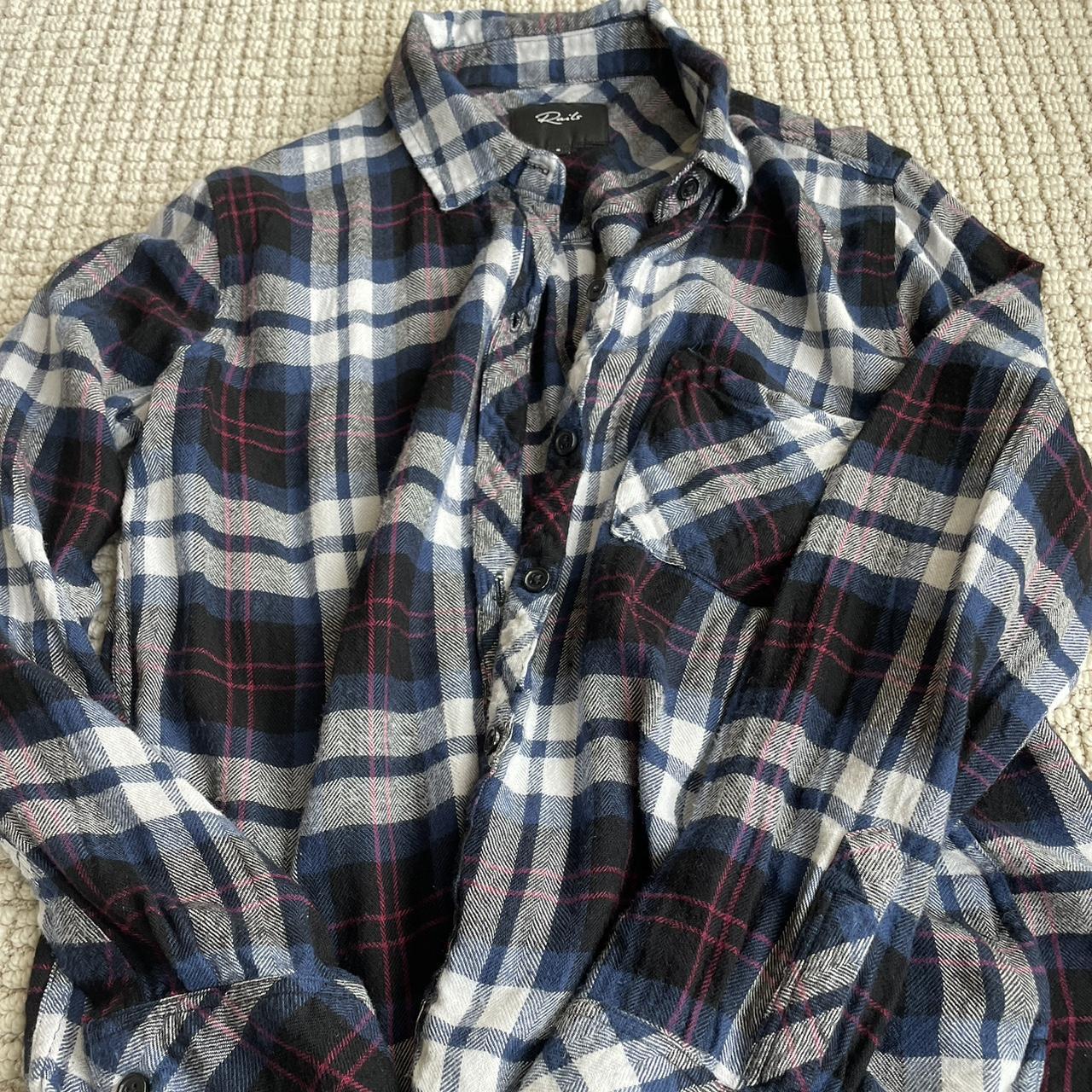 Rails Blue and white flannel shirt size small No... - Depop