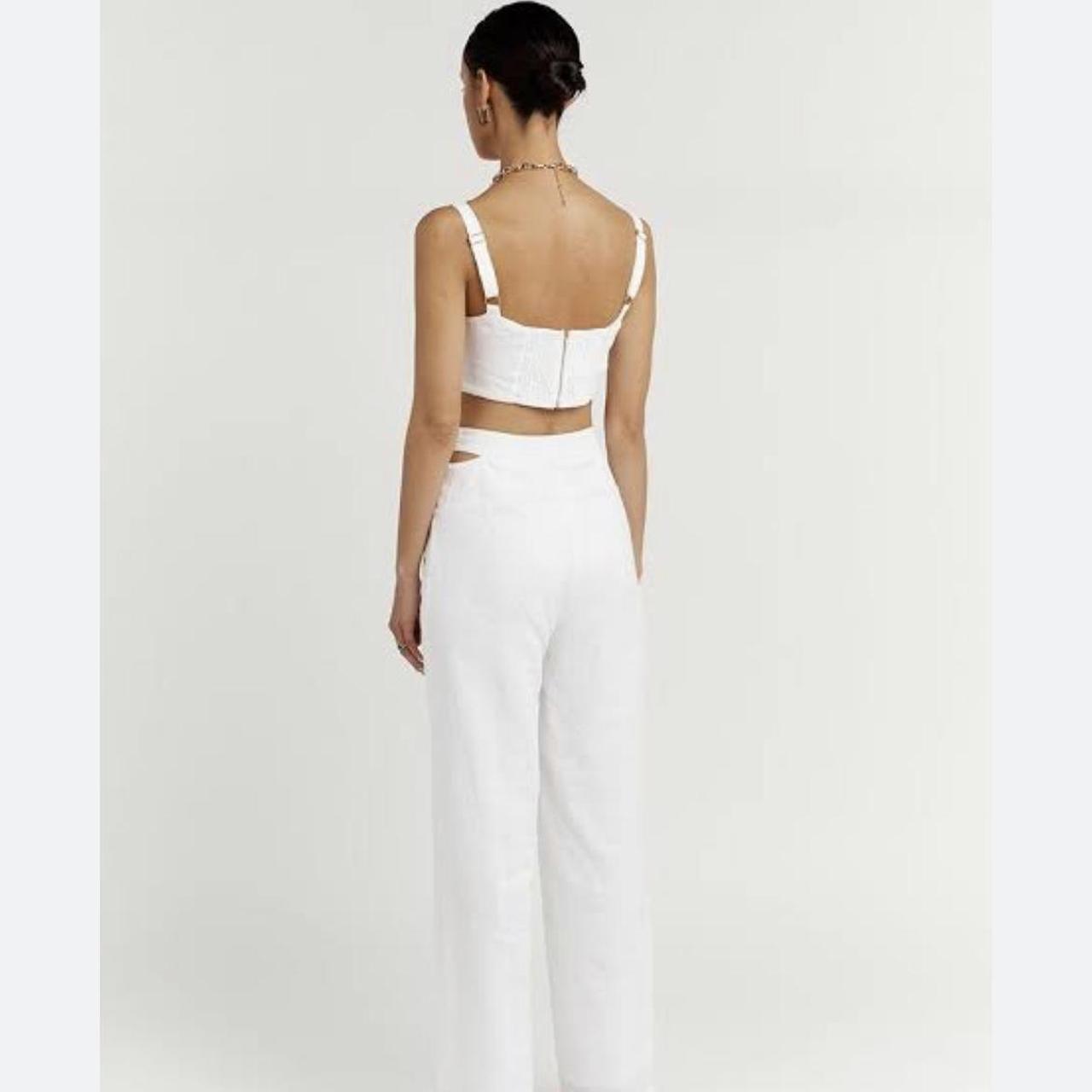 White dissh linen pants, size 6. - Depop
