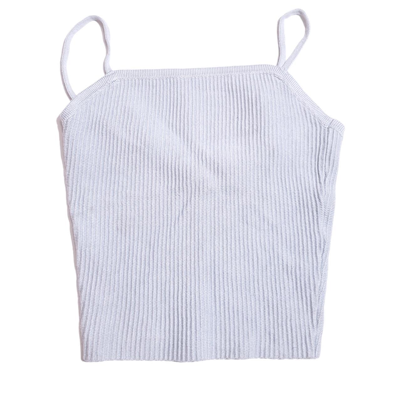 Women's Abercrombie & Fitch baby blue cropped ribbed... Depop