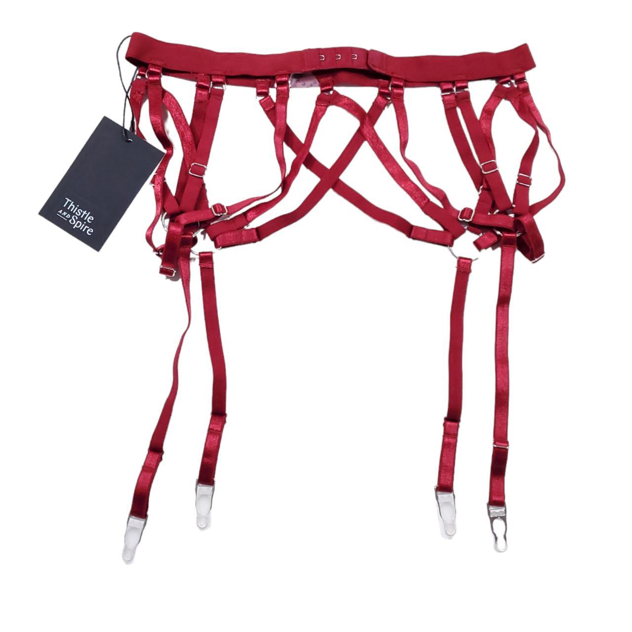 Thistle and Spire Strapped In Garter Belt in ruby... - Depop