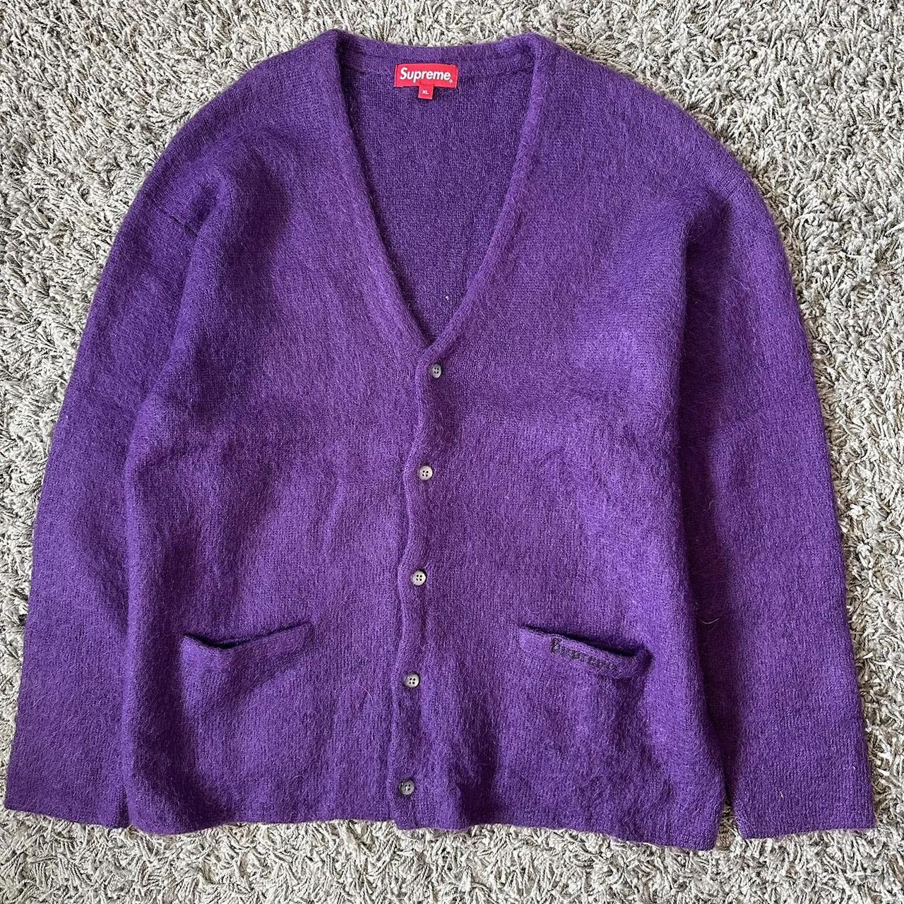 Item: Supreme Brushed Grid Cardigan Sweater Mohair... - Depop