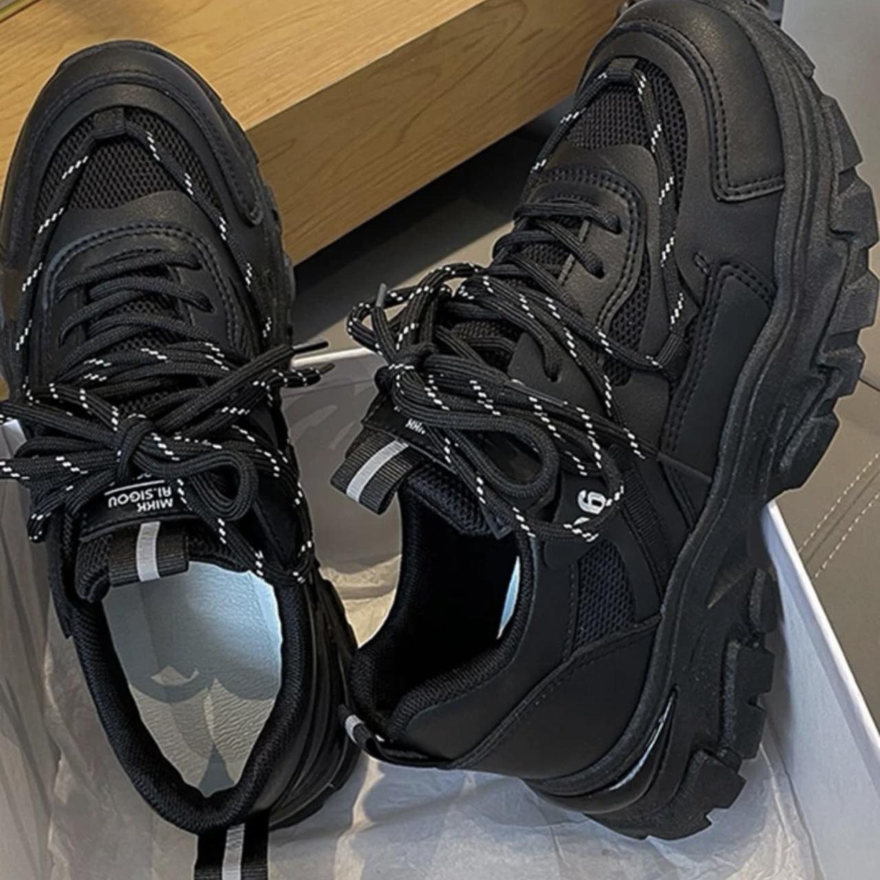 womens black chunky trainers