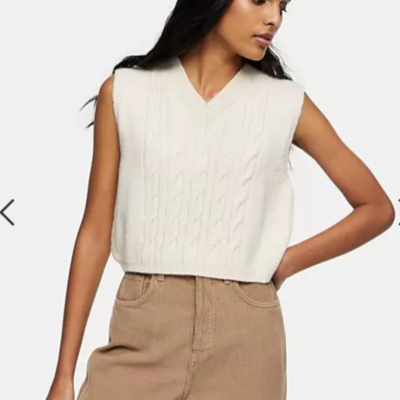 Cropped Vest Soft cable knit... Depop