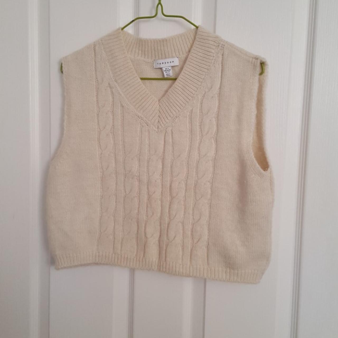 Cropped Vest Soft cable knit... Depop