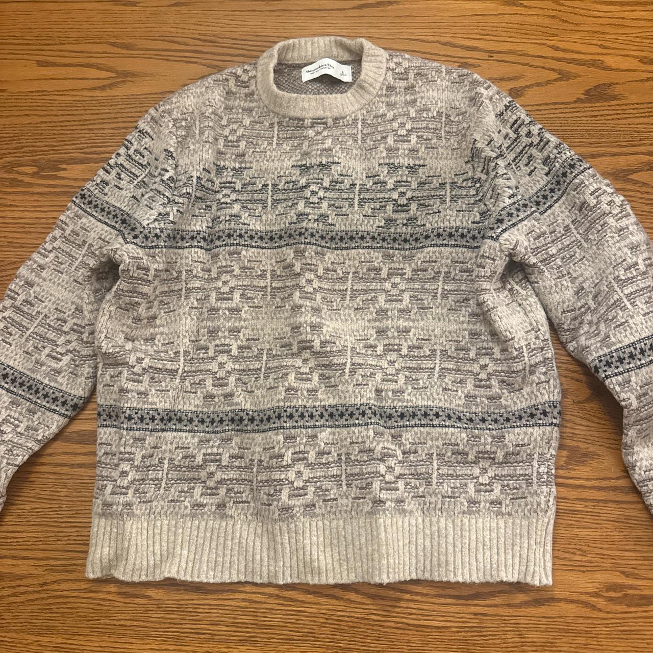 Abercrombie & Fitch Men's Sweater - Grey/Cream - … - image 1