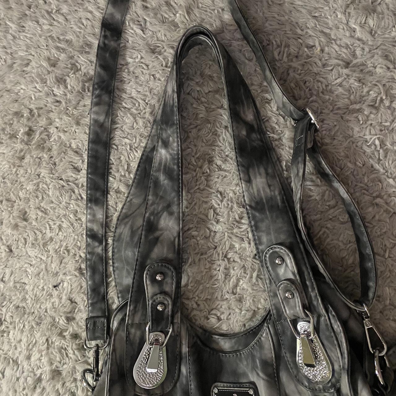 lv white grey hand bag with shoulder strap some scuffs - Depop