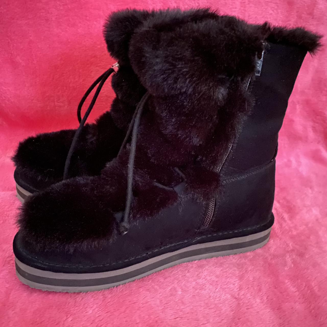 Black furry boots. Has zipper enclosure. They’re a... - Depop