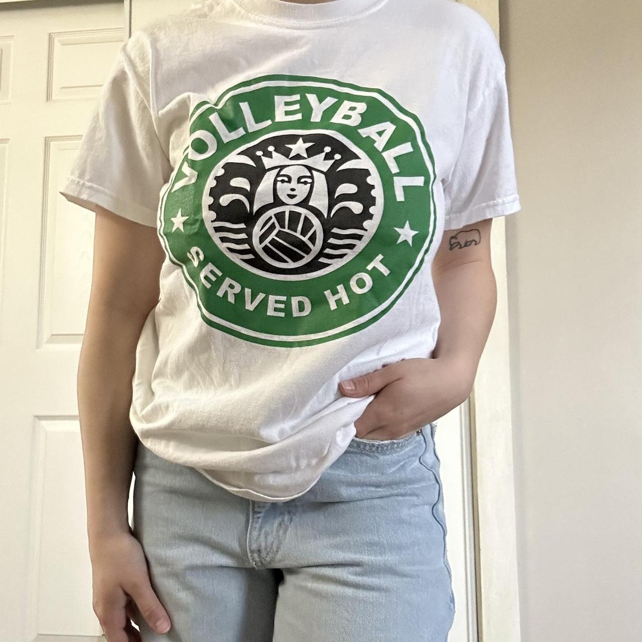 Volleyball Starbucks Logo Tee 🤍💚 Thought this was... Depop
