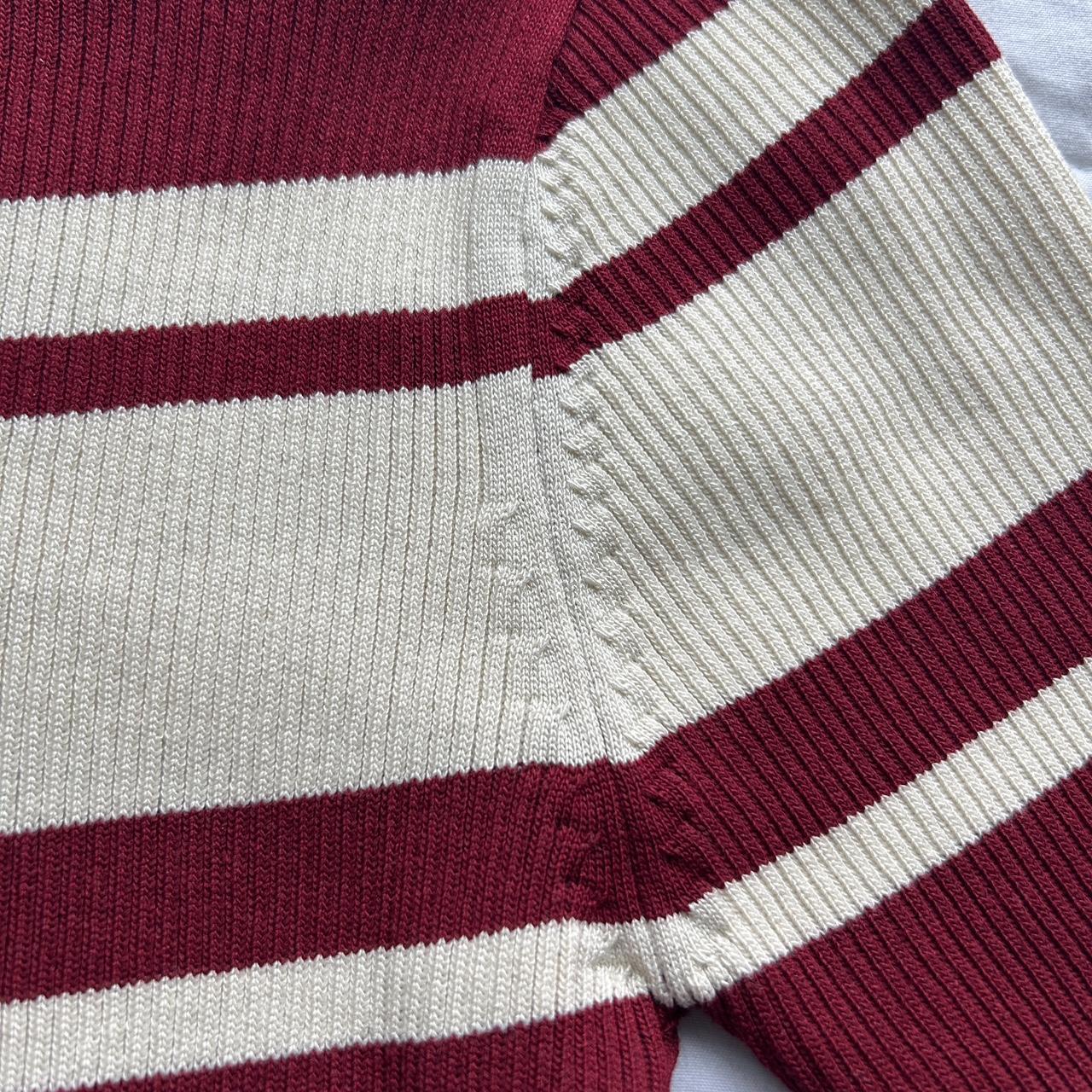 Beautiful maroon and cream short sleeve knit shirt!... - Depop