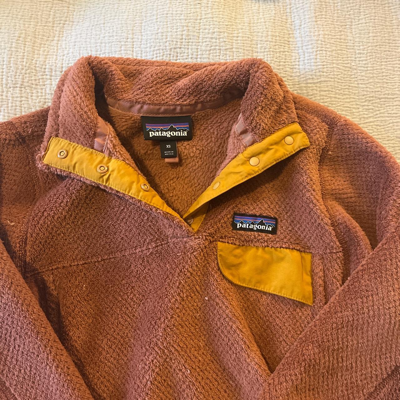 Patagonia Women's Burgundy and Orange Jacket Depop