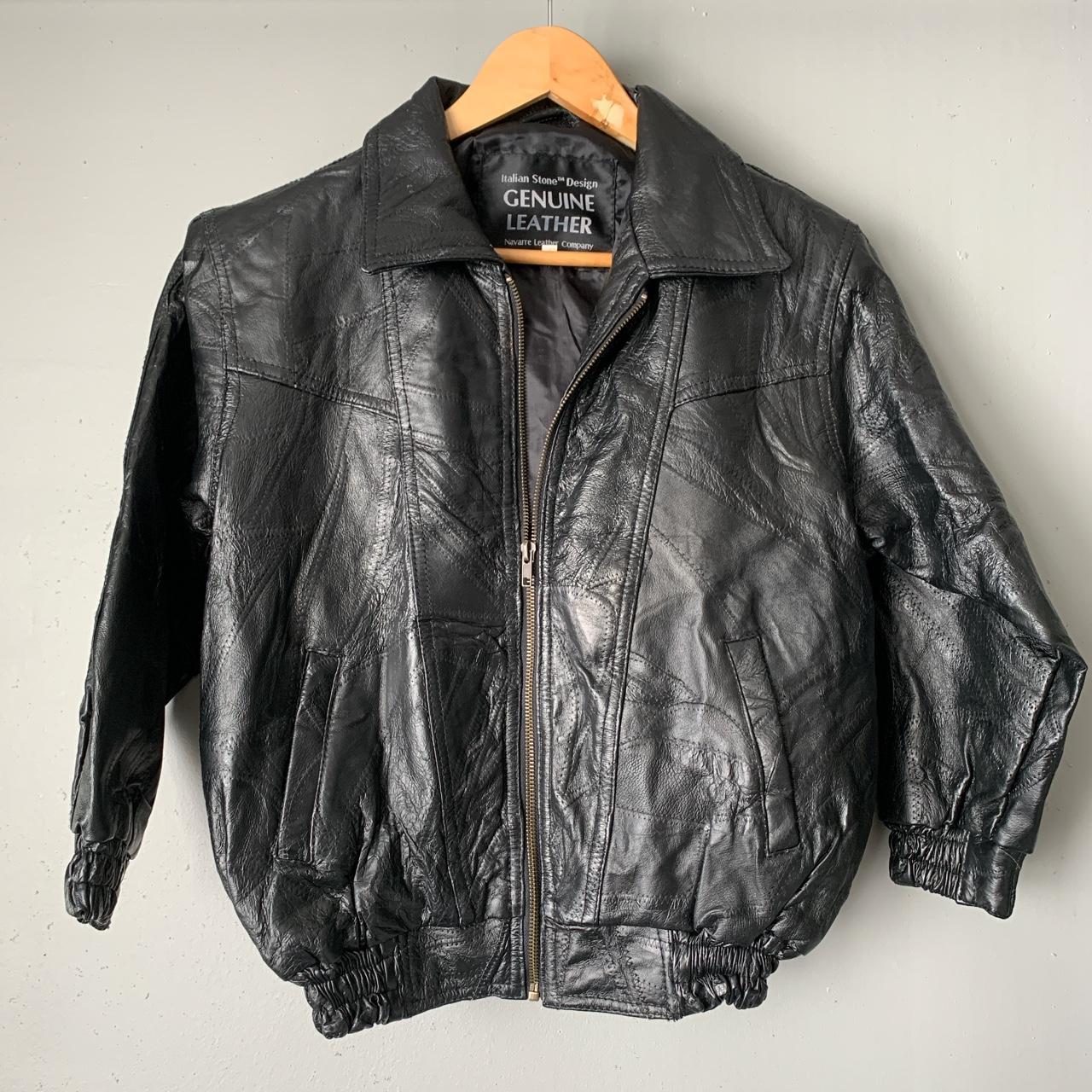 Authentic vintage leather bomber jacket Brand:... - Depop