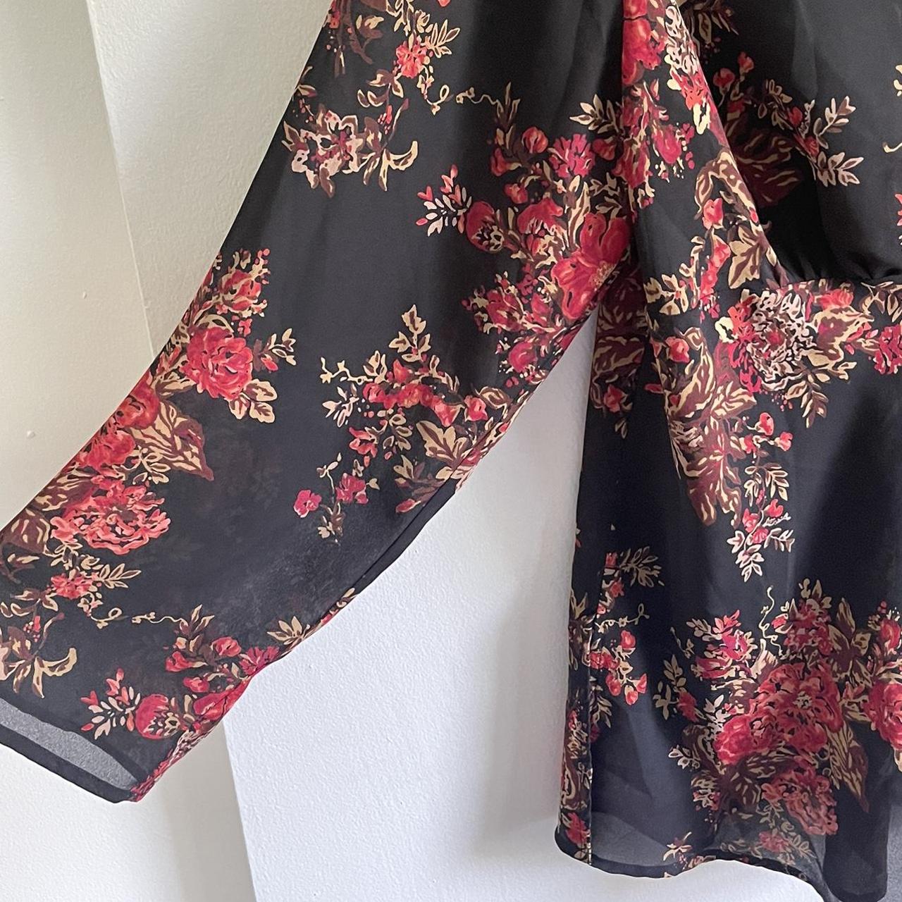 Vintage style sheer floral blouse by... - Depop