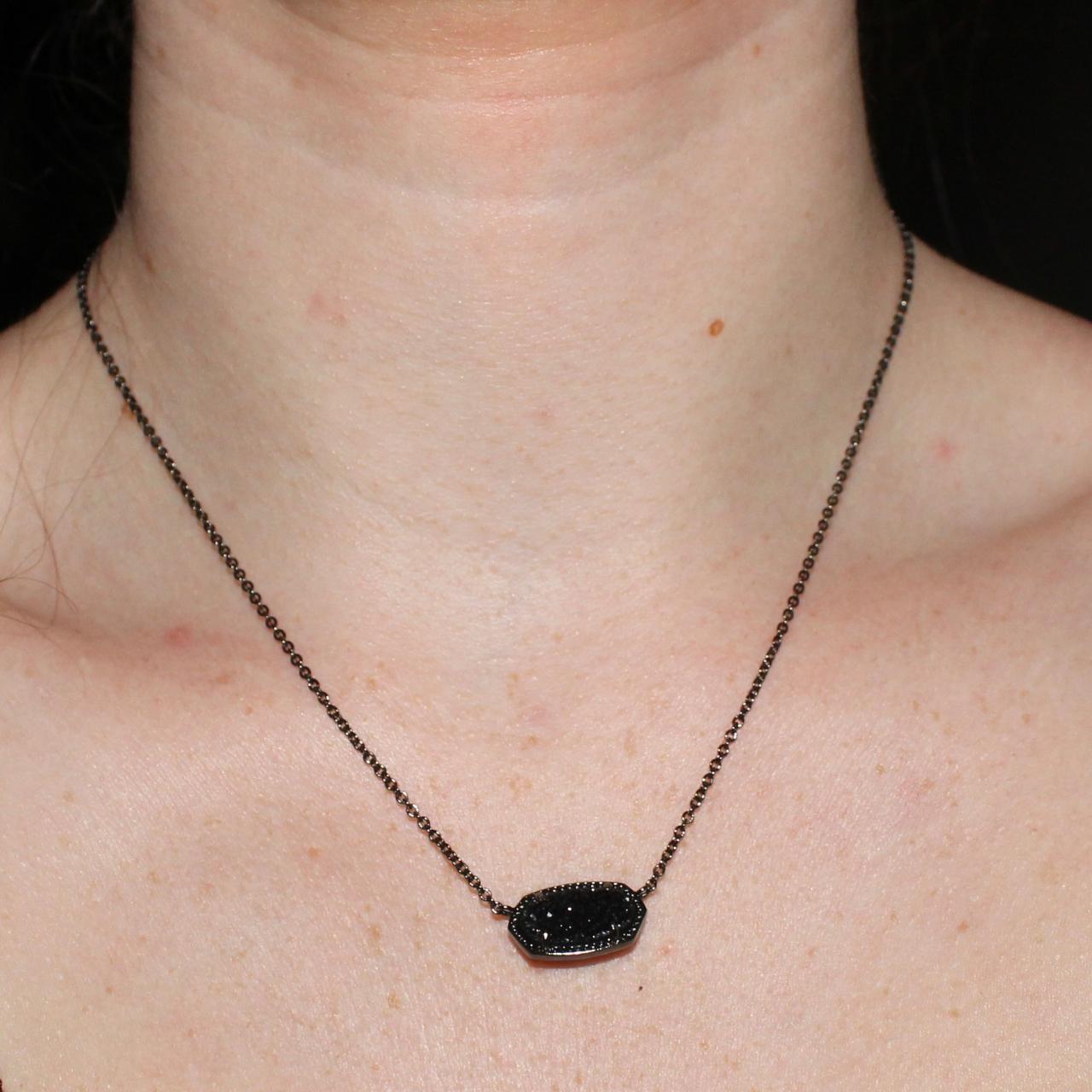 Elisa pendant necklace in black clearance drusy