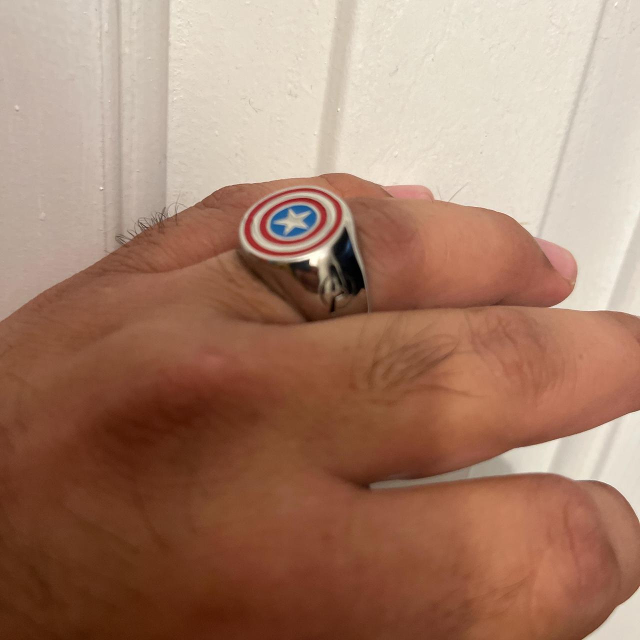 Marvel Men's Ring - Silver/Multi – Captain Americ… - image 1
