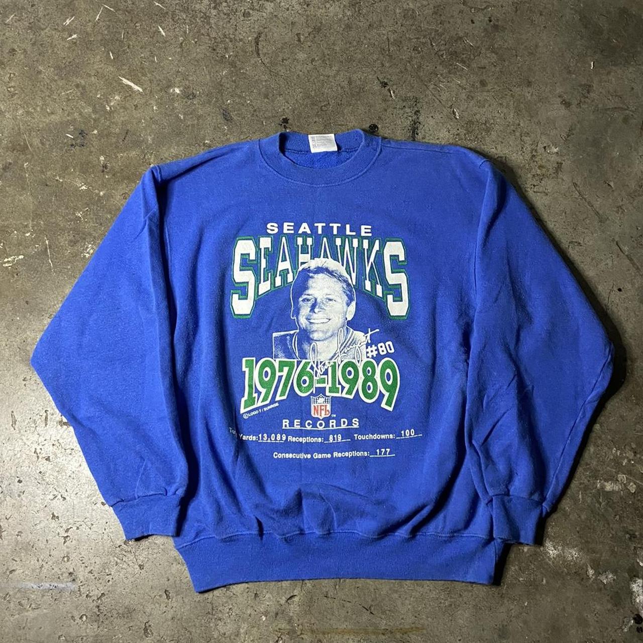 Vintage NFL Seattle Seahawks Hoodie Blue Medium 