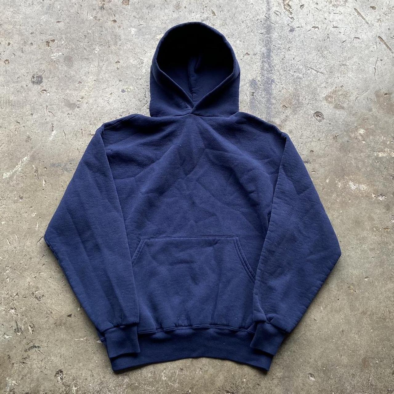 Vintage y2k navy blue Russell blank hoodie! Size... - Depop